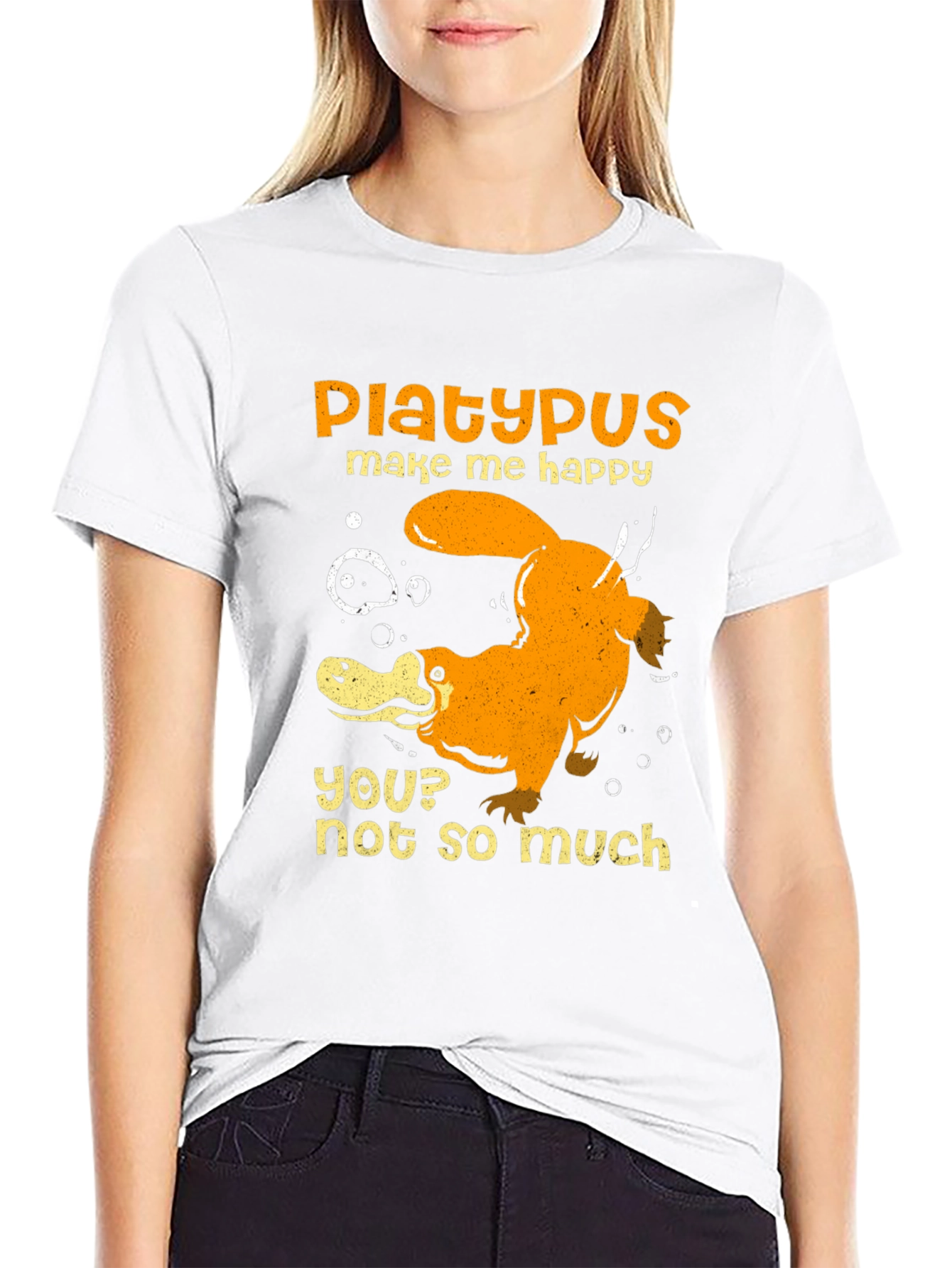 Black Platypus Make Me Happy Graphic T-Shirt view 9