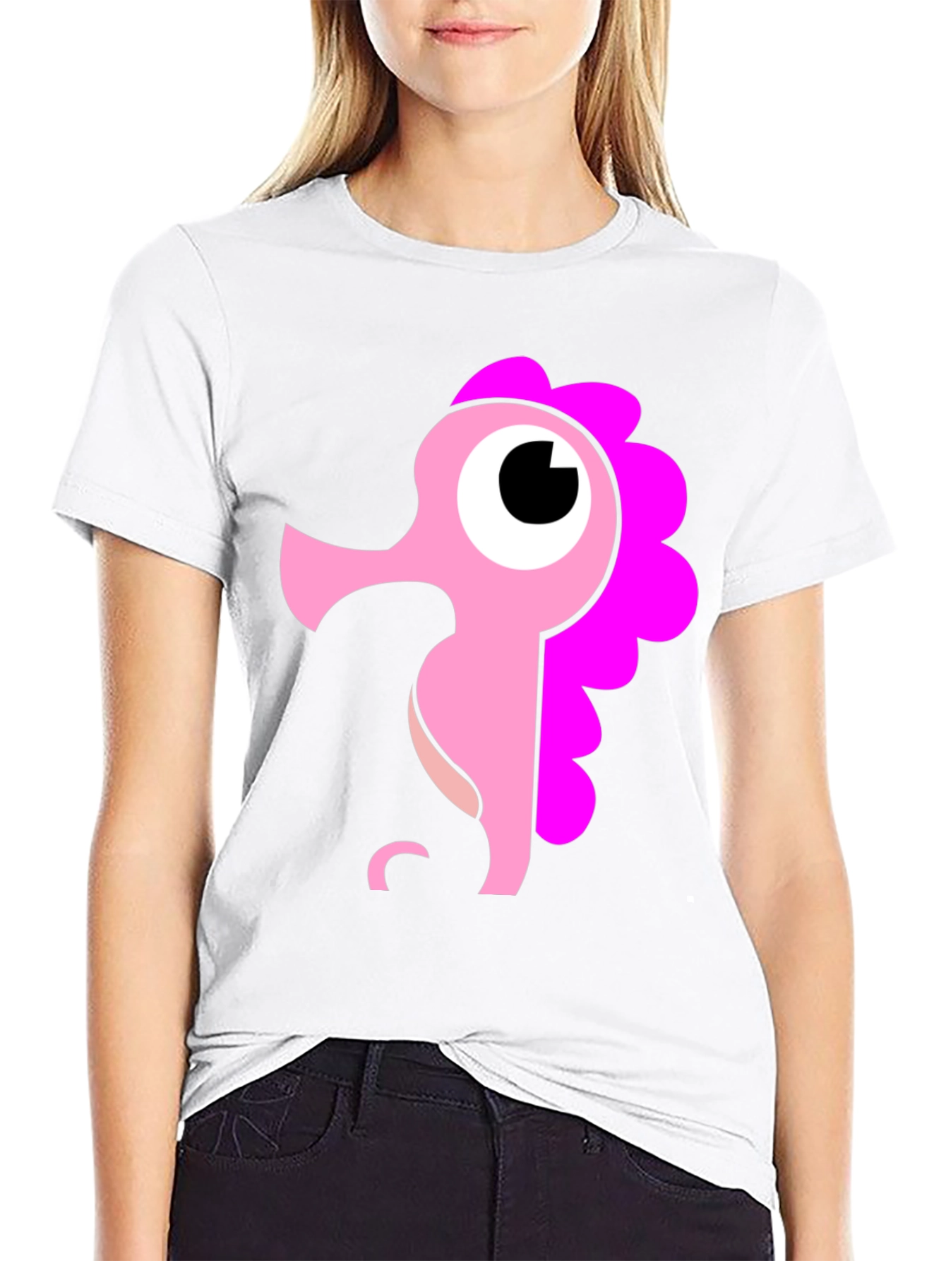 Black Cute Seahorse Graphic Tee - Black Cotton Shirt view 9