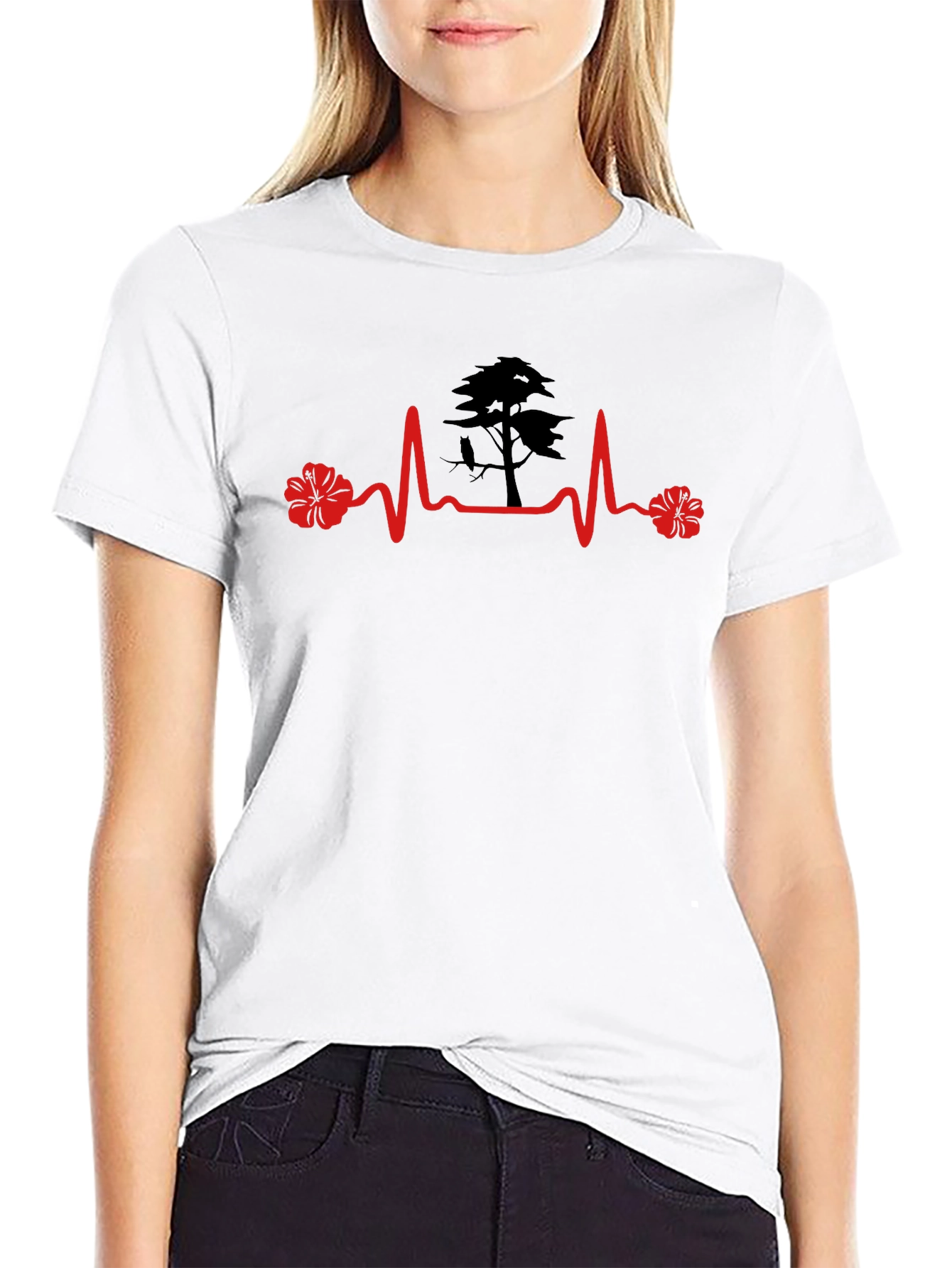 Black Heartbeat Tree T-Shirt - Nature Lover Tee view 9