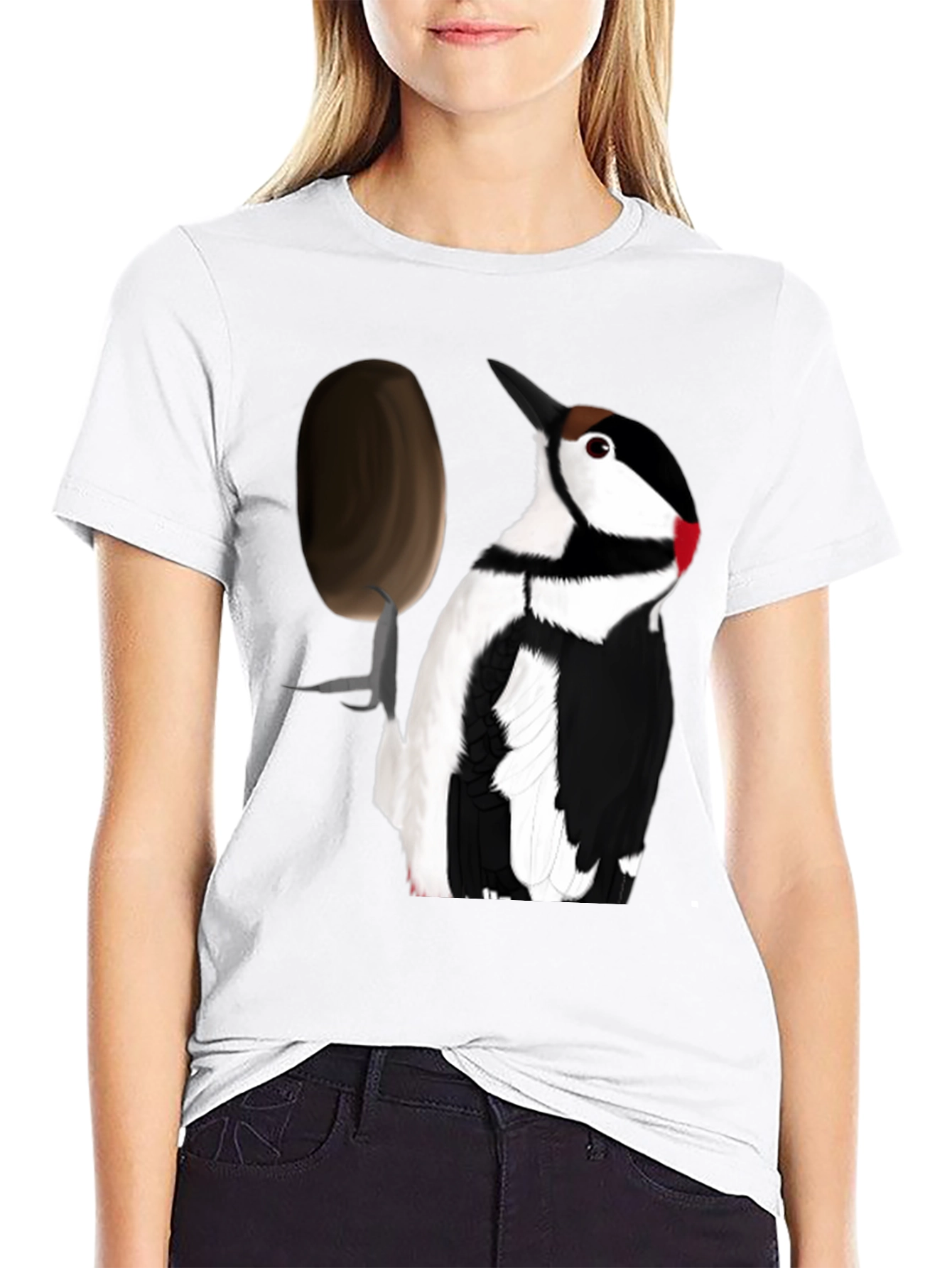 Black Woodpecker T-Shirt - Black Crew Neck Tee view 9
