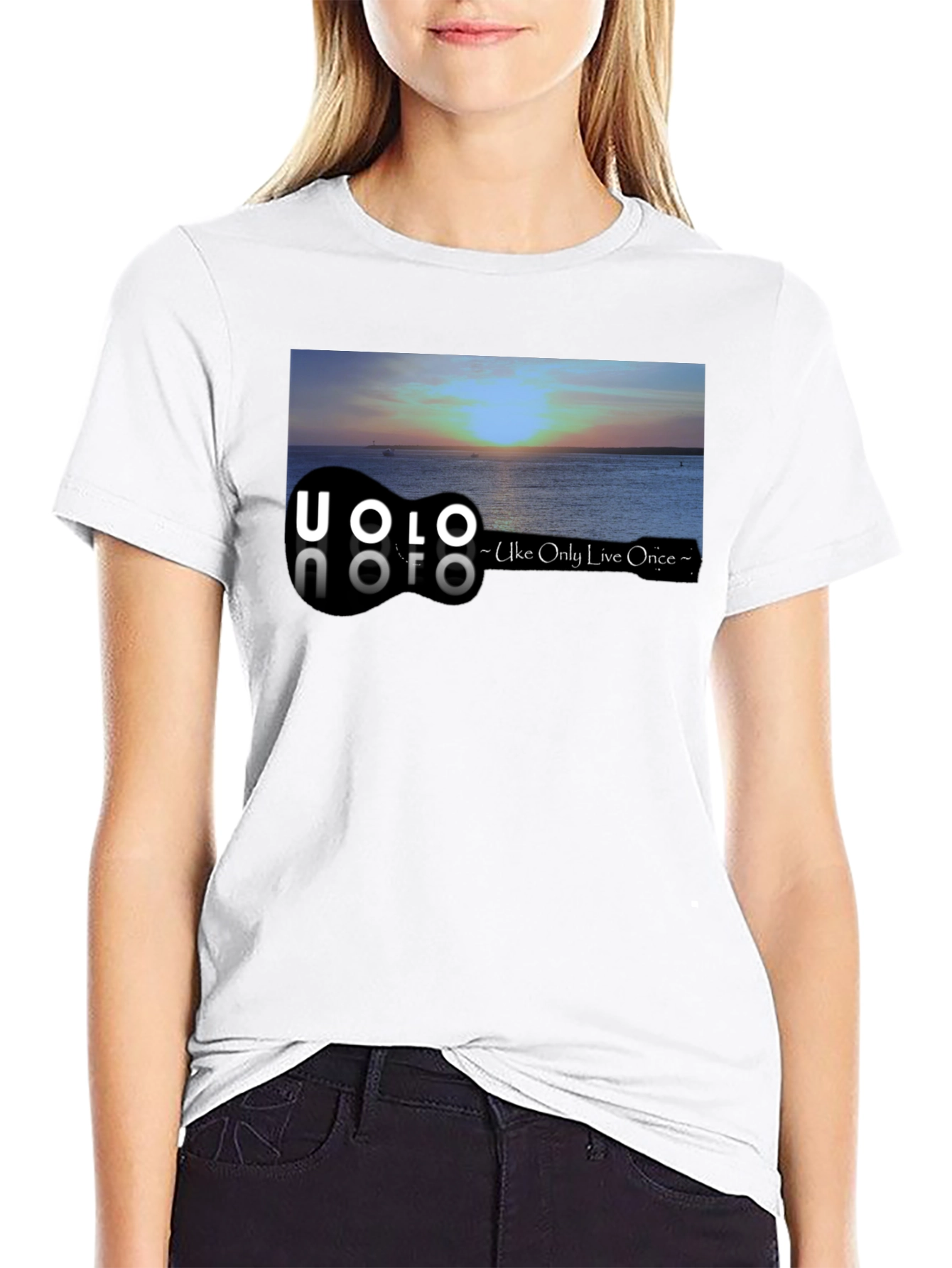 Black UOLO Ukulele Sunset Graphic Tee - Uke Only Live Once view 9