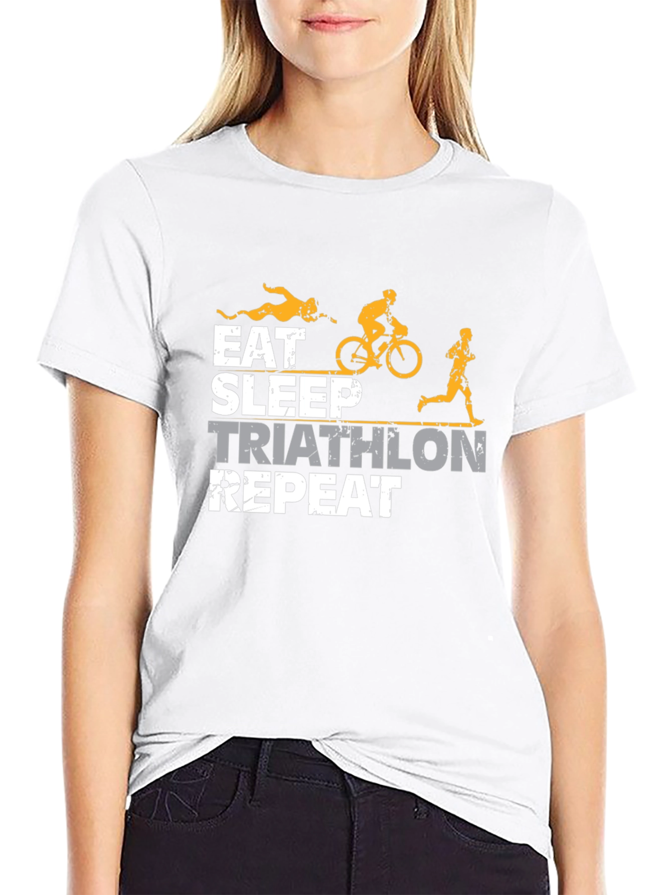 Black Eat Sleep Triathlon Repeat T-Shirt view 9