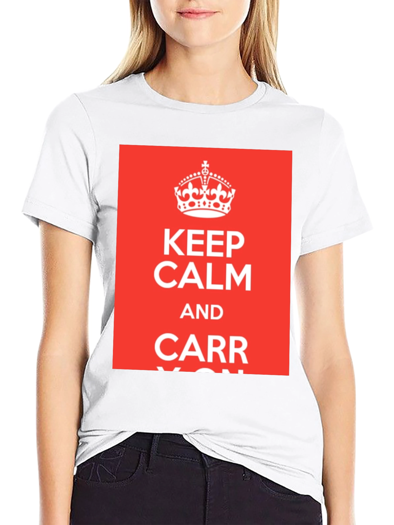Black Keep Calm and Carr-y On T-Shirt - Black Crew Neck Tee view 9