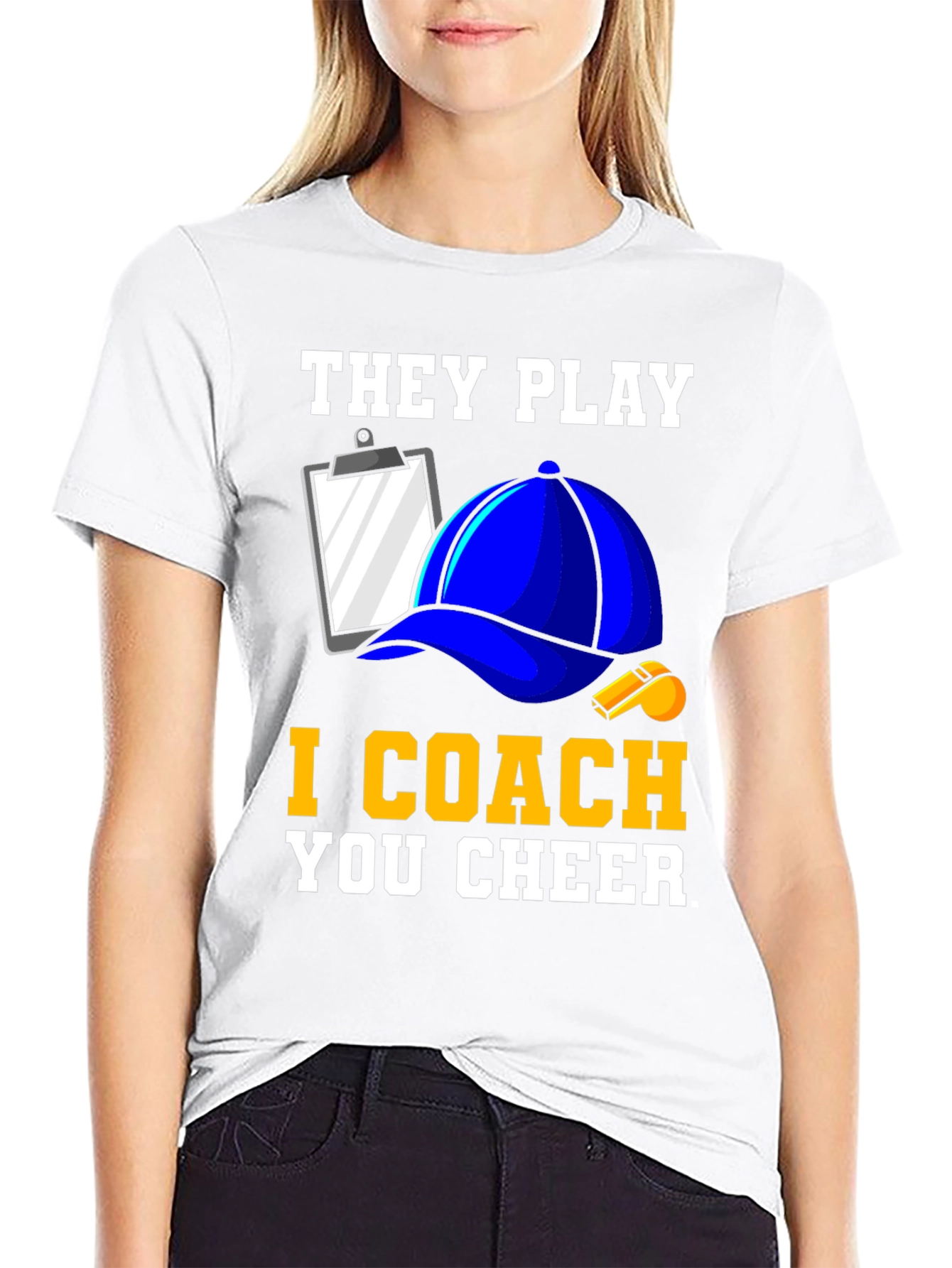 Black They Play I Coach You Cheer T-Shirt view 9