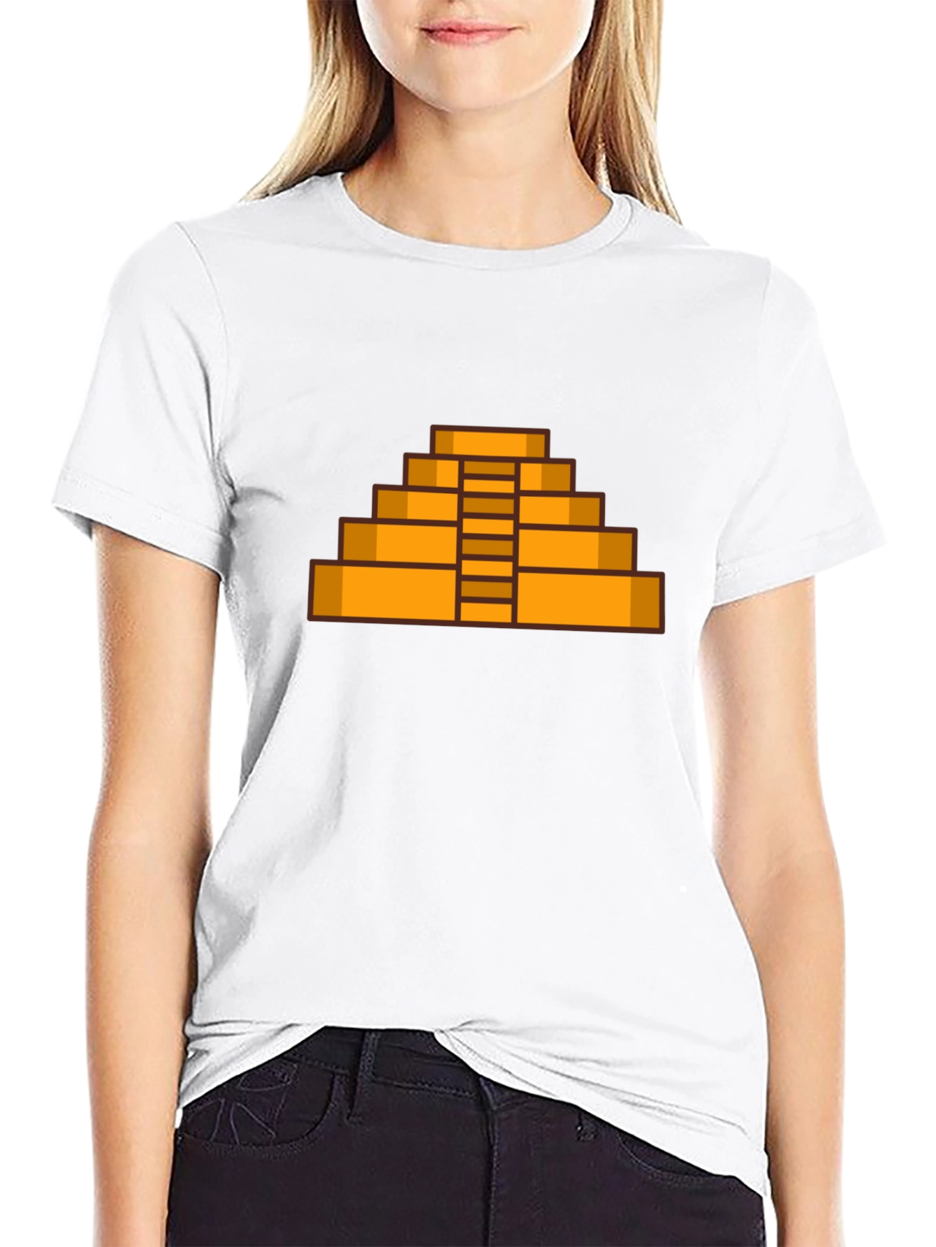 Black Pixel Pyramid Graphic Tee - Retro Style view 9