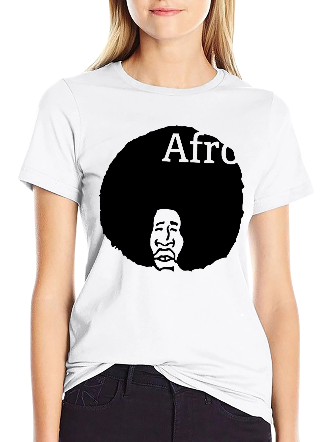 Black Afro Silhouette Graphic T-Shirt - Classic Black Tee view 9
