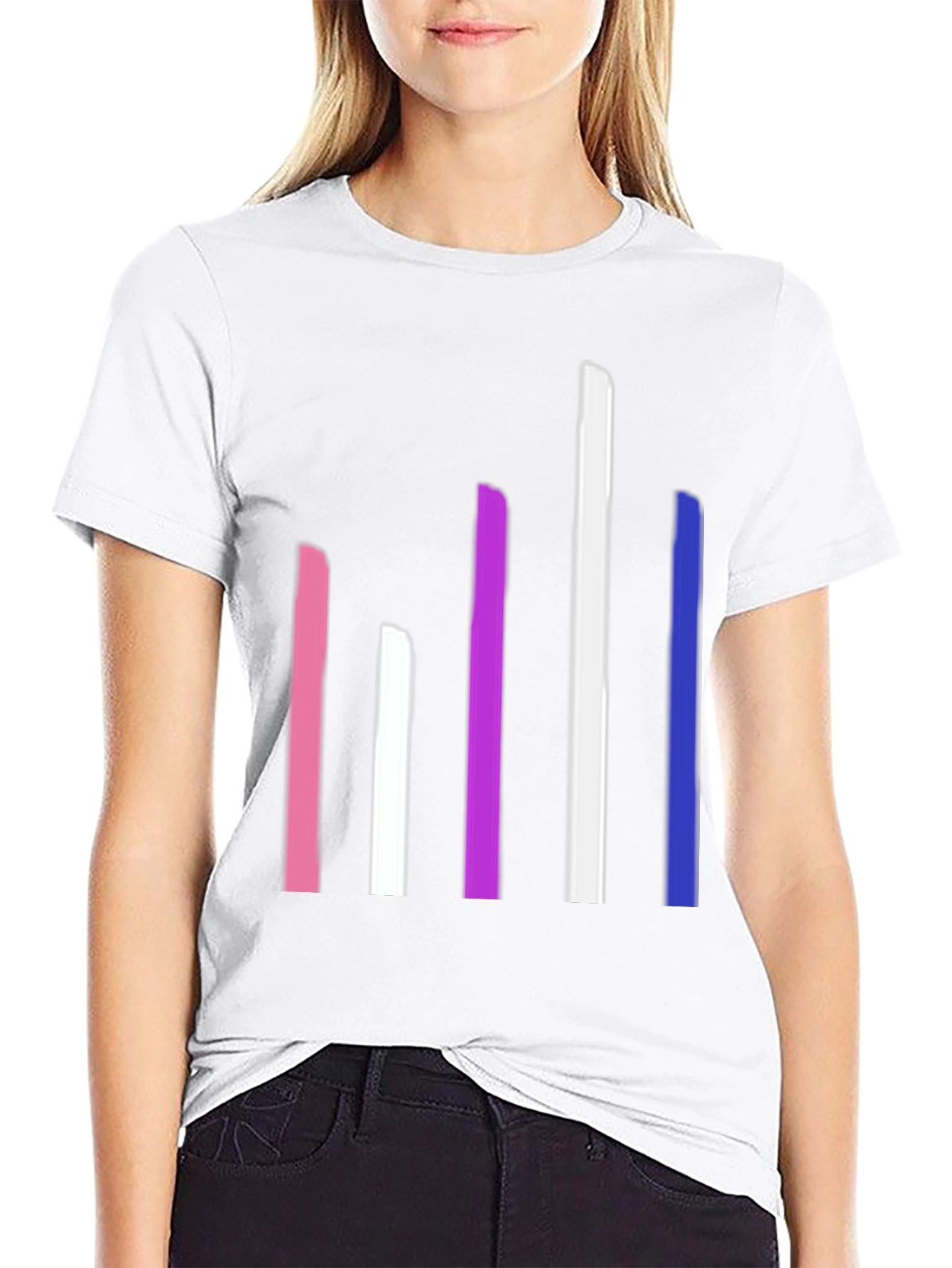 Black Modern Striped Graphic Tee - Unisex Cotton Blend view 9