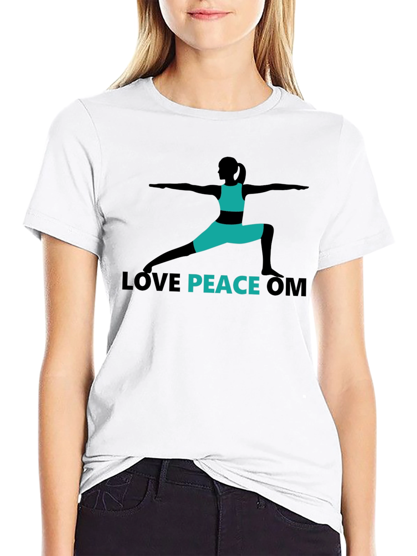 Black Love Peace Om Yoga T-Shirt - Black view 9