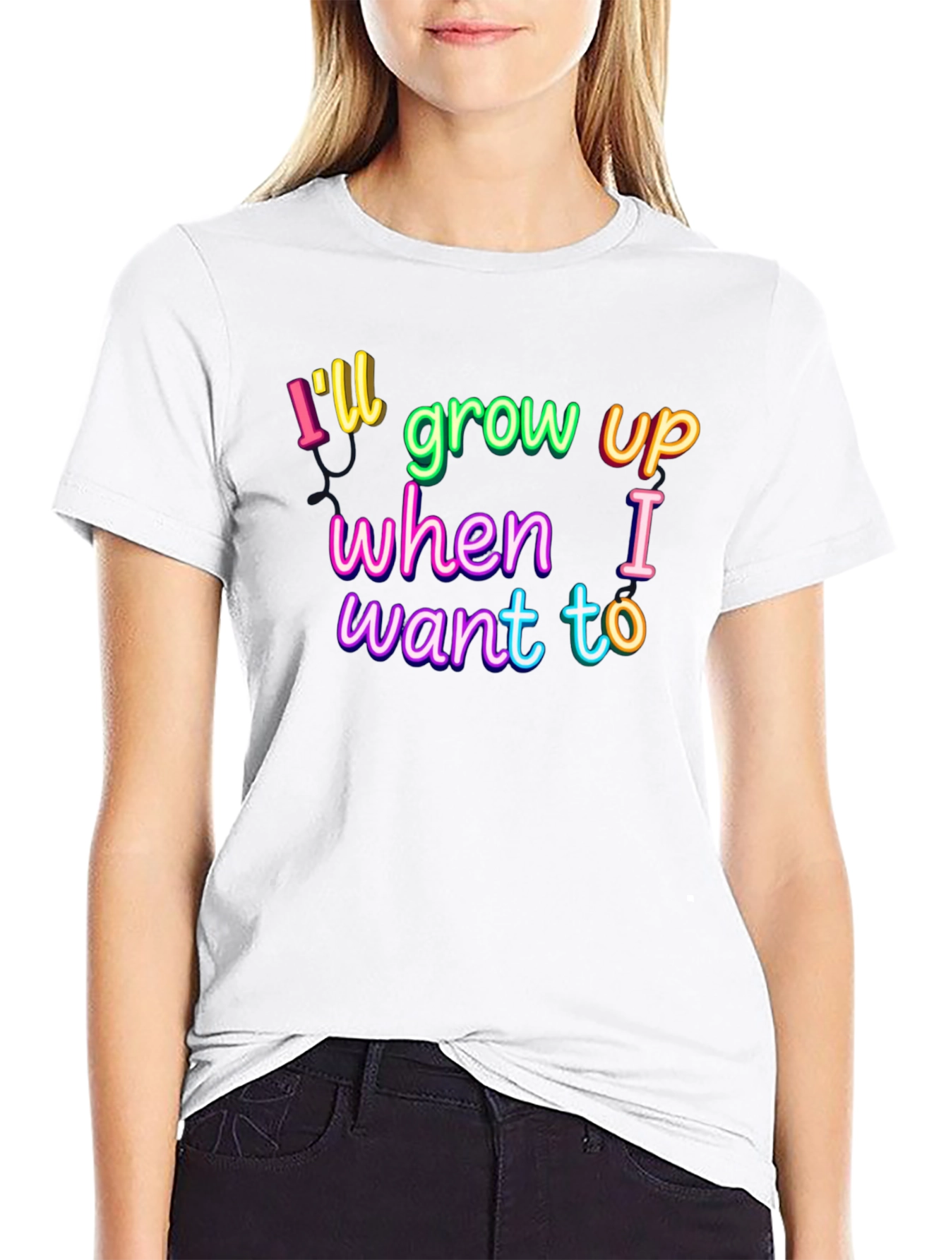 Black I'll Grow Up When I Want To Graphic Tee view 9