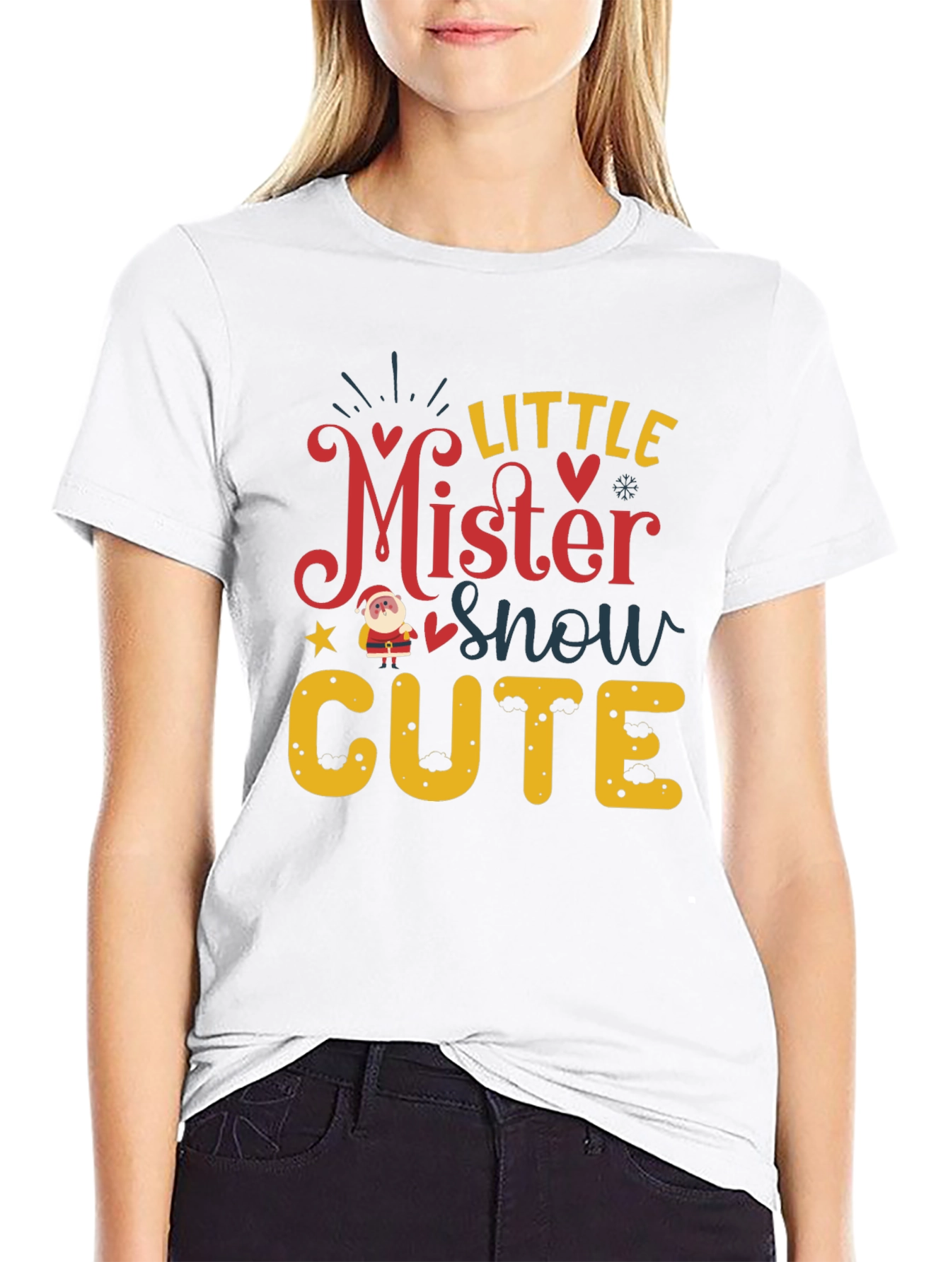 Black Little Mister Snow Cute Holiday T-Shirt view 9