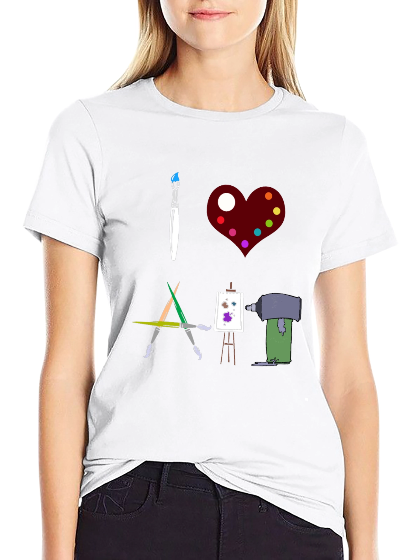 Black I Love Art Graphic T-Shirt view 9