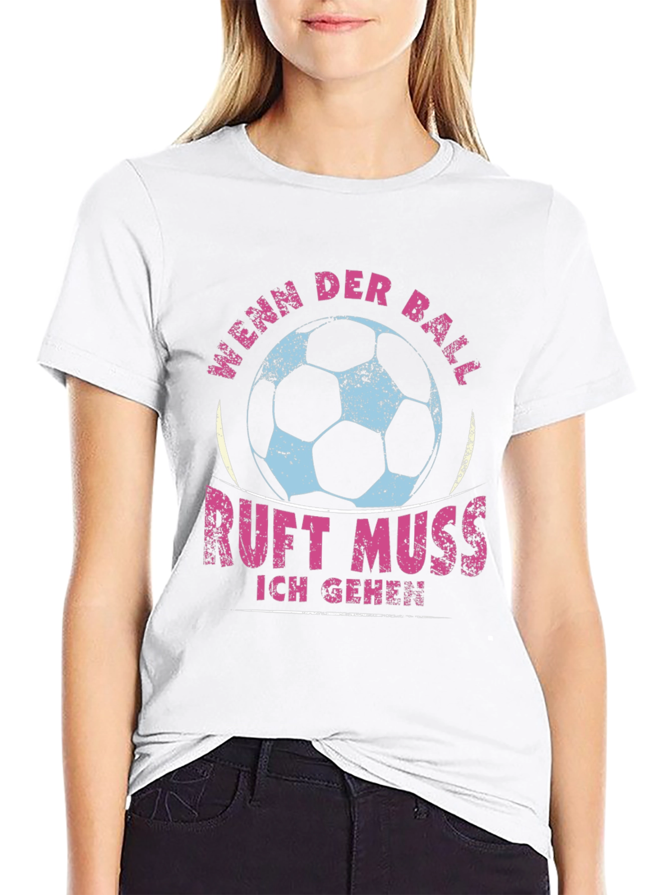 Black Soccer Ball Graphic T-Shirt - "Wenn Der Ball Ruft" view 9