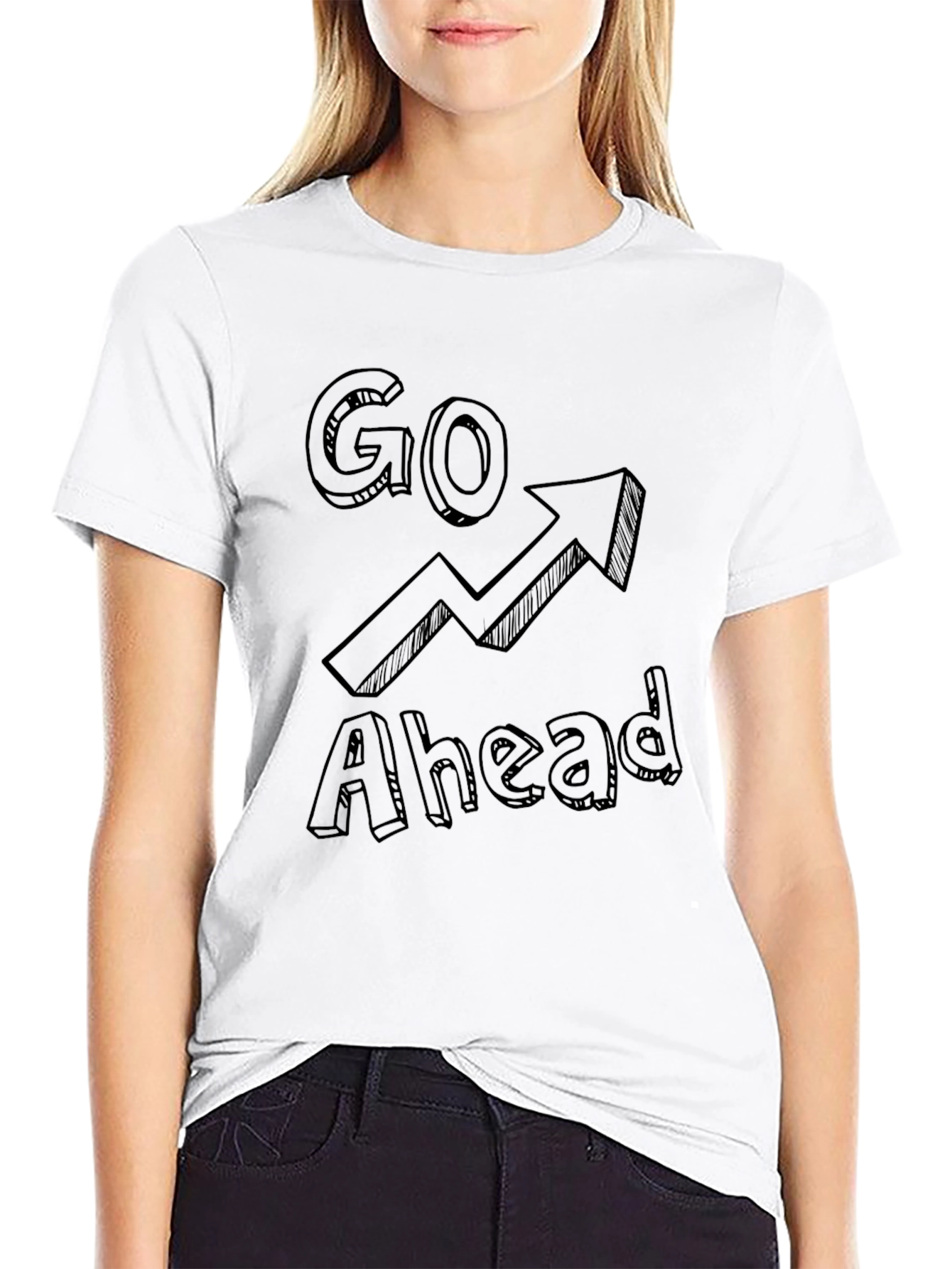 Black Go Ahead Graphic T-Shirt view 9