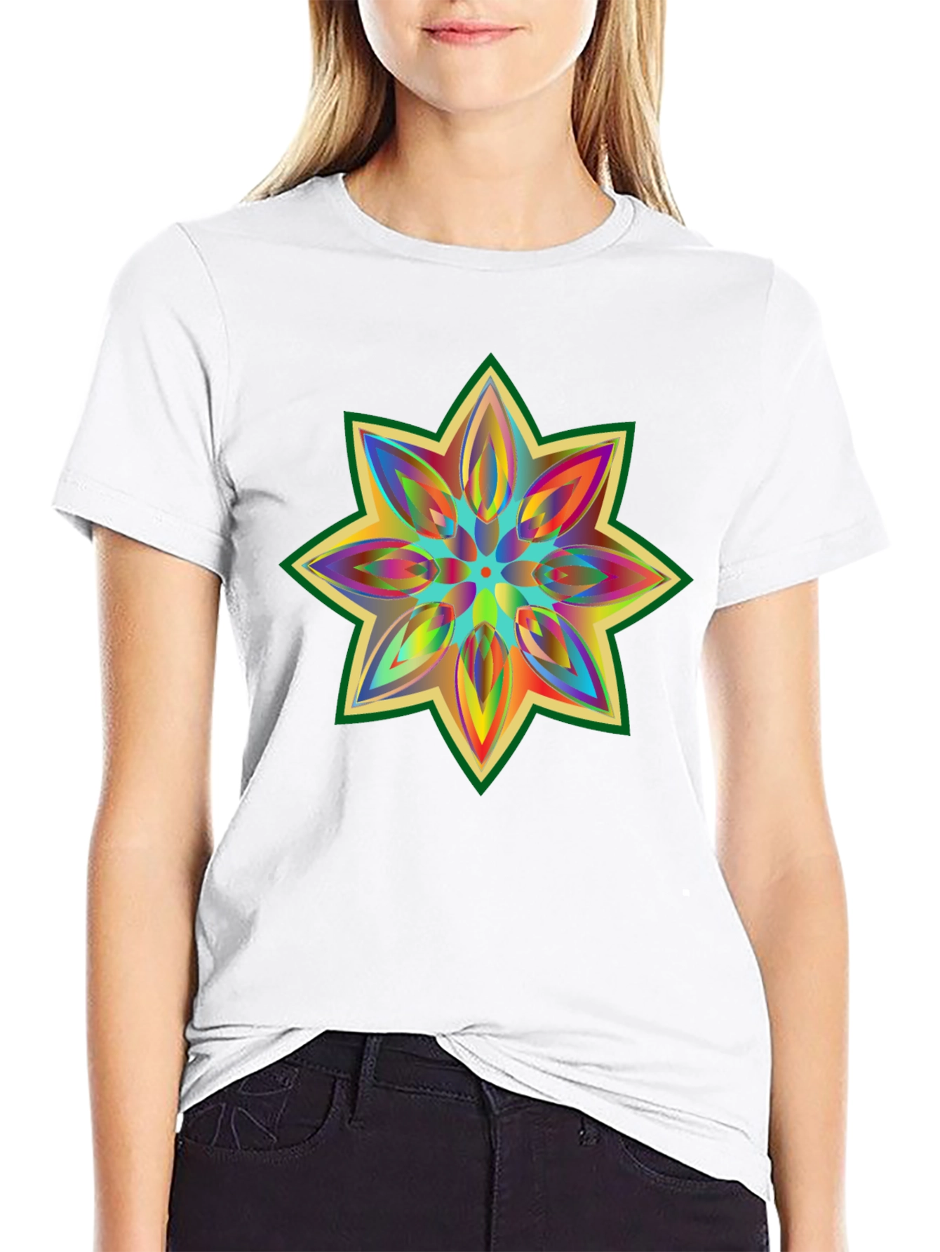 Black Rainbow Star Graphic Tee - Soft Cotton view 9