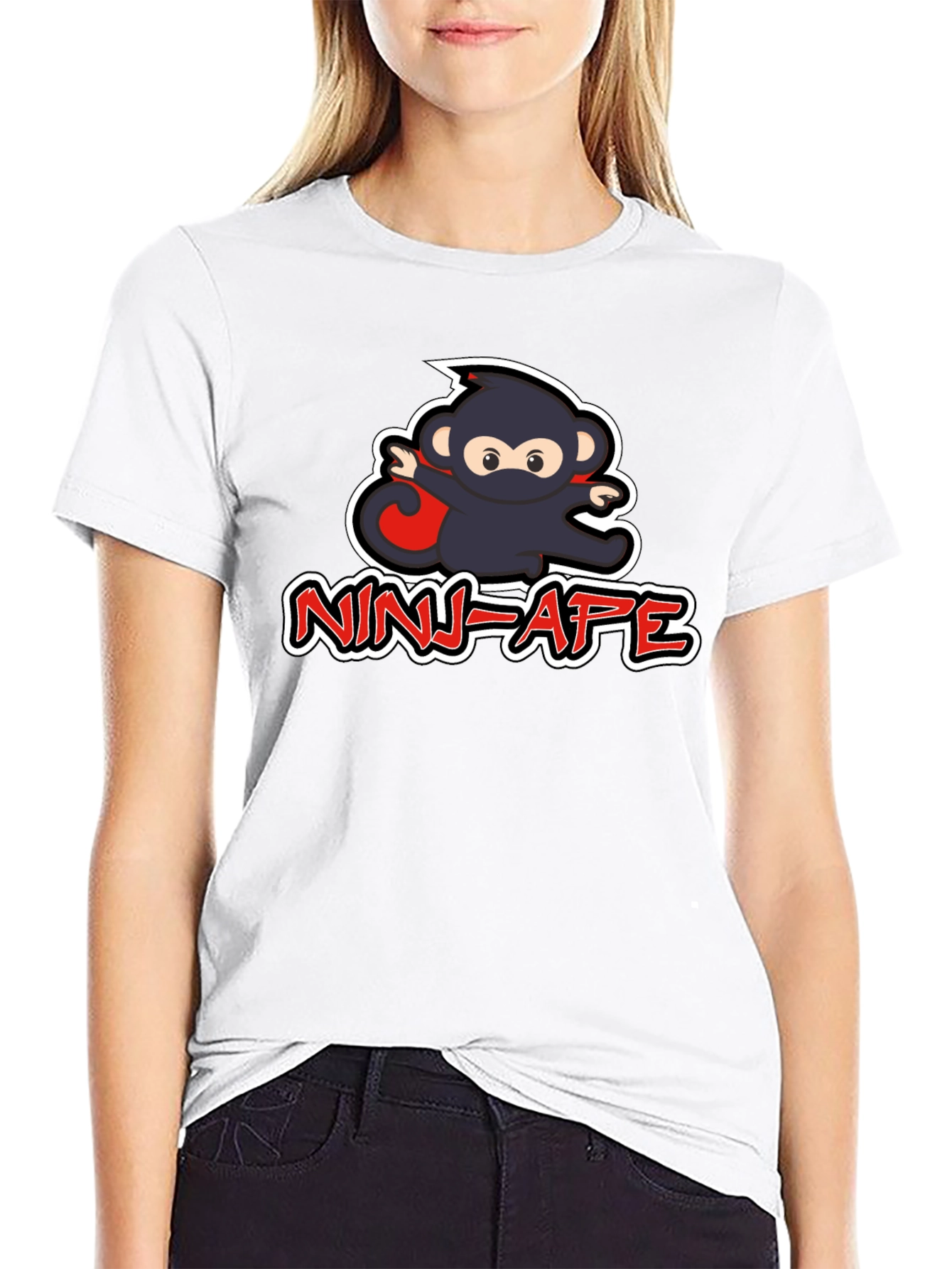 Black Ninja Ape Graphic T-Shirt - Cool & Unique Design view 9