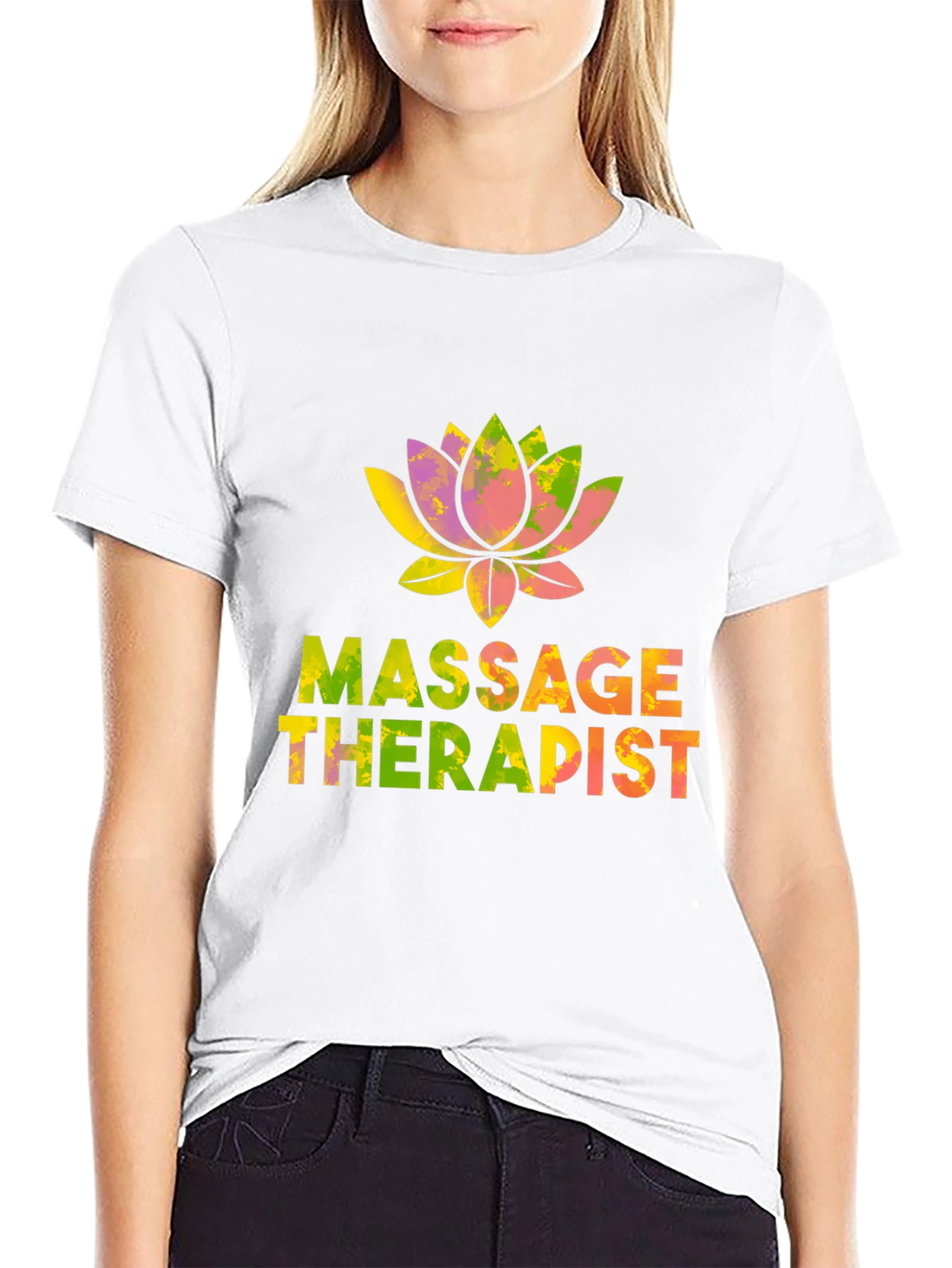 Black Massage Therapist Lotus Flower T-Shirt view 9