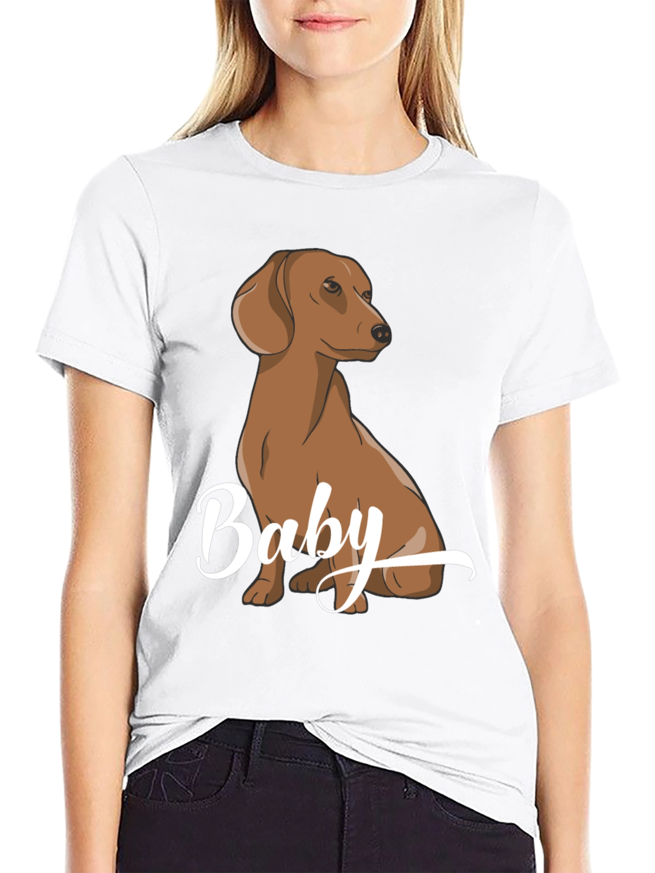 Black Dachshund Baby Graphic Tee, Black view 9