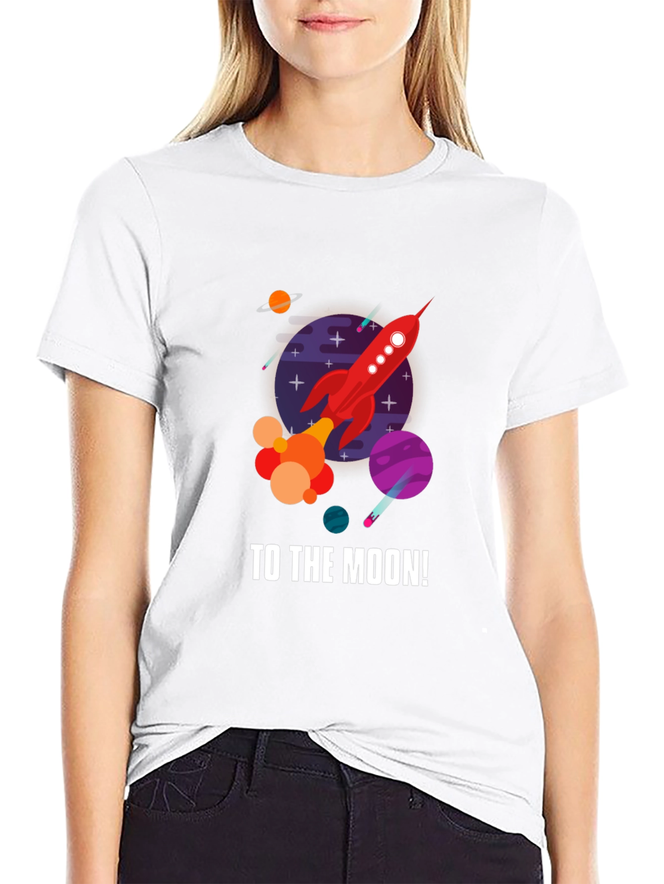 Black To the Moon Rocket Graphic T-Shirt - Black view 9