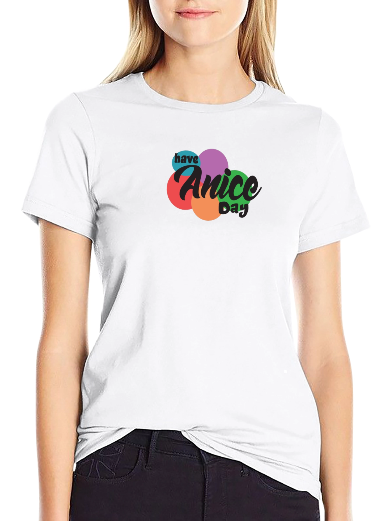 Black Have A Nice Day Graphic Tee - Soft Cotton Casual Top view 9