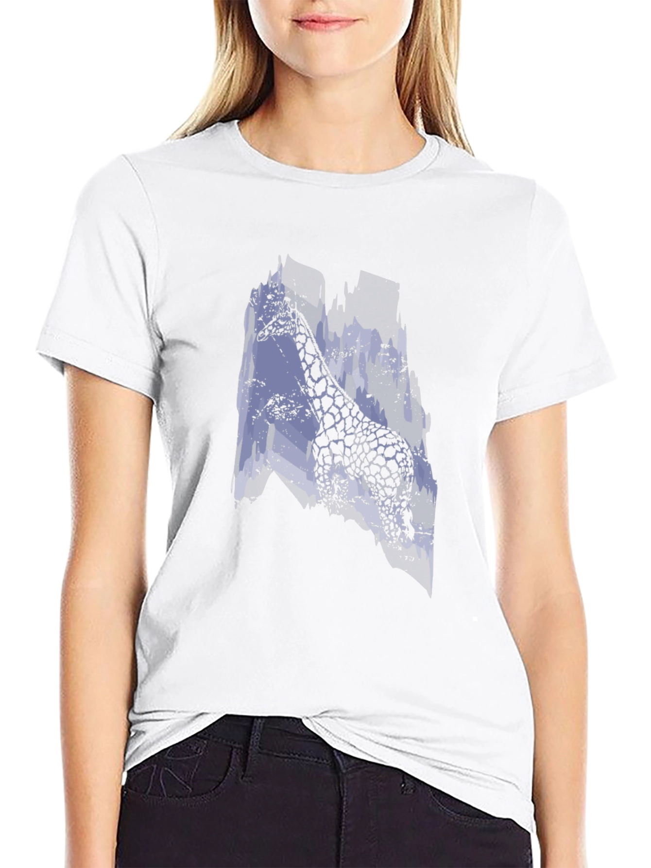 Black Giraffe Graphic Print Black T-Shirt view 9