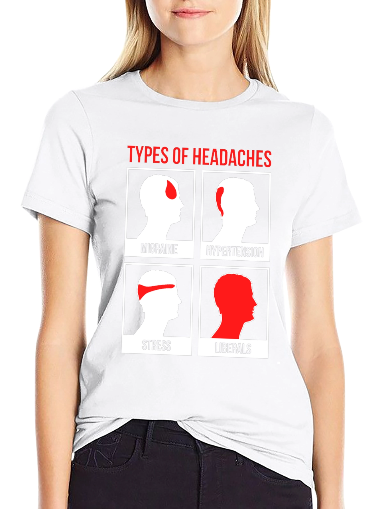 Black Types of Headaches Humor T-Shirt view 9