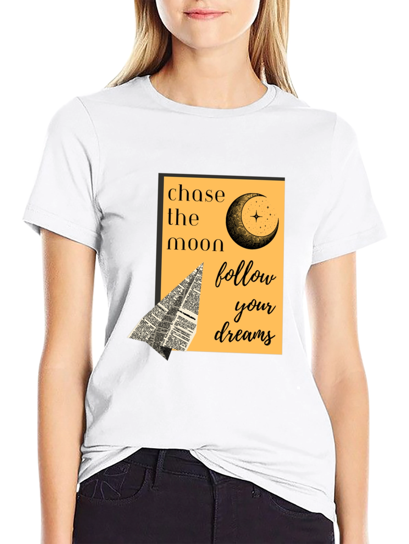 Black Chase the Moon Graphic Tee - Follow Your Dreams view 9