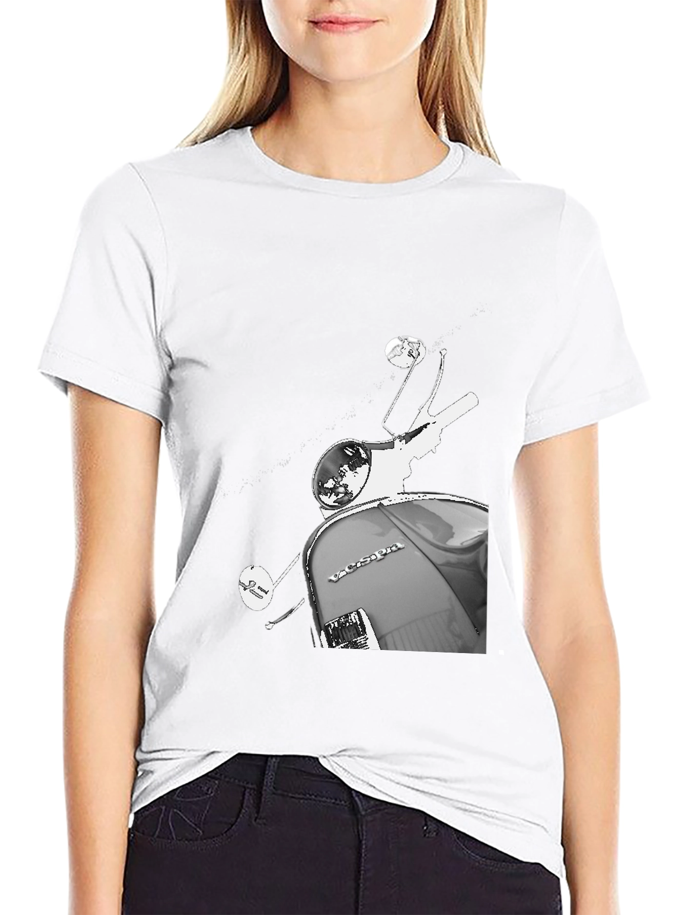 Black Vintage Vespa Scooter Graphic Tee - Classic Black view 9