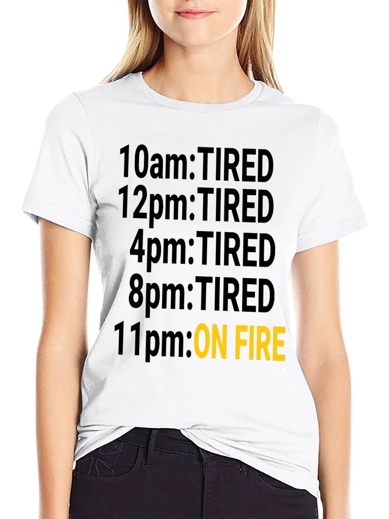 Black Tired Then On Fire T-Shirt - Black Novelty Tee view 9