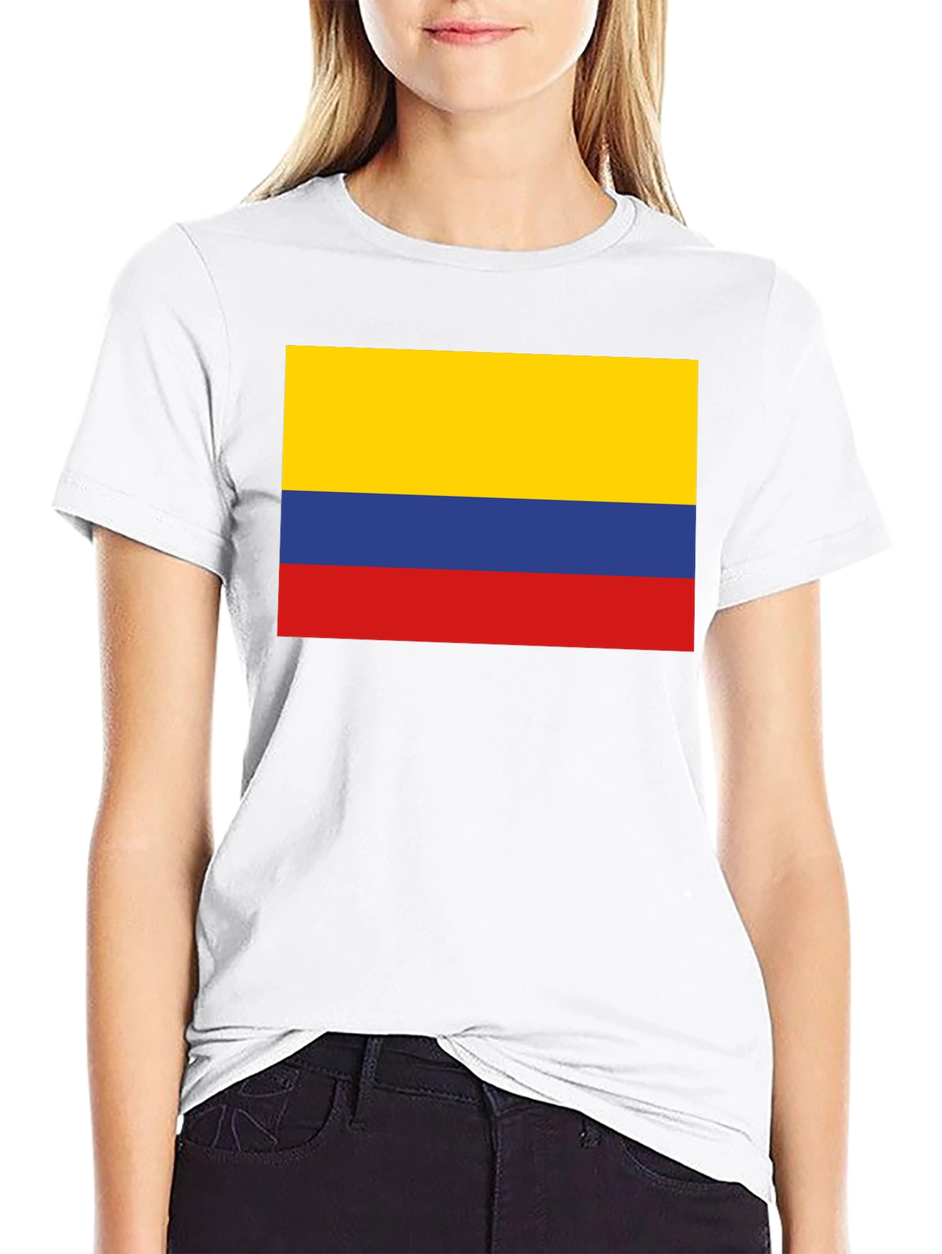 Black Colombia Flag T-Shirt - Black Crew Neck Tee view 9