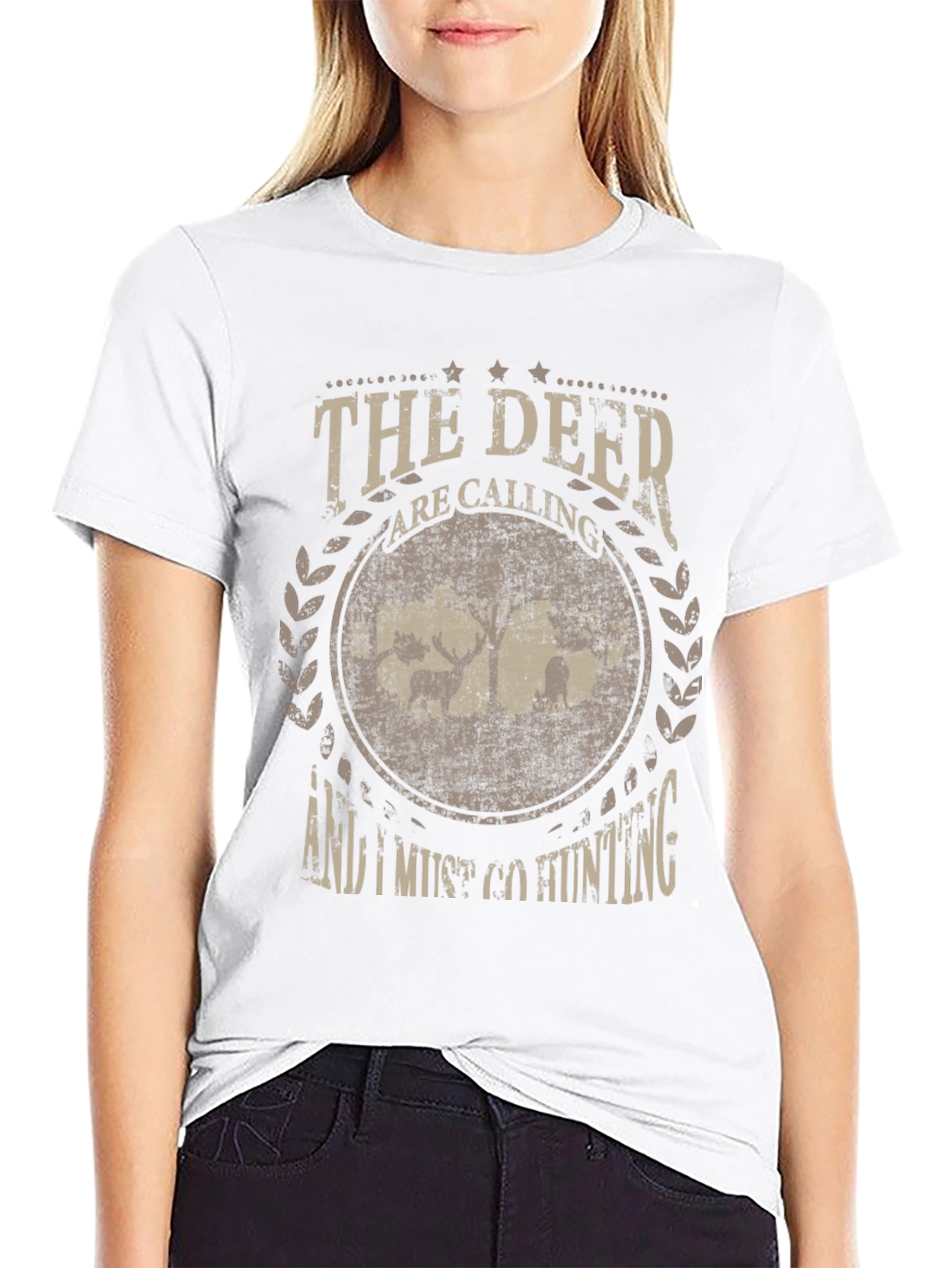 Black The Deer are Calling Hunting Graphic T-Shirt view 9