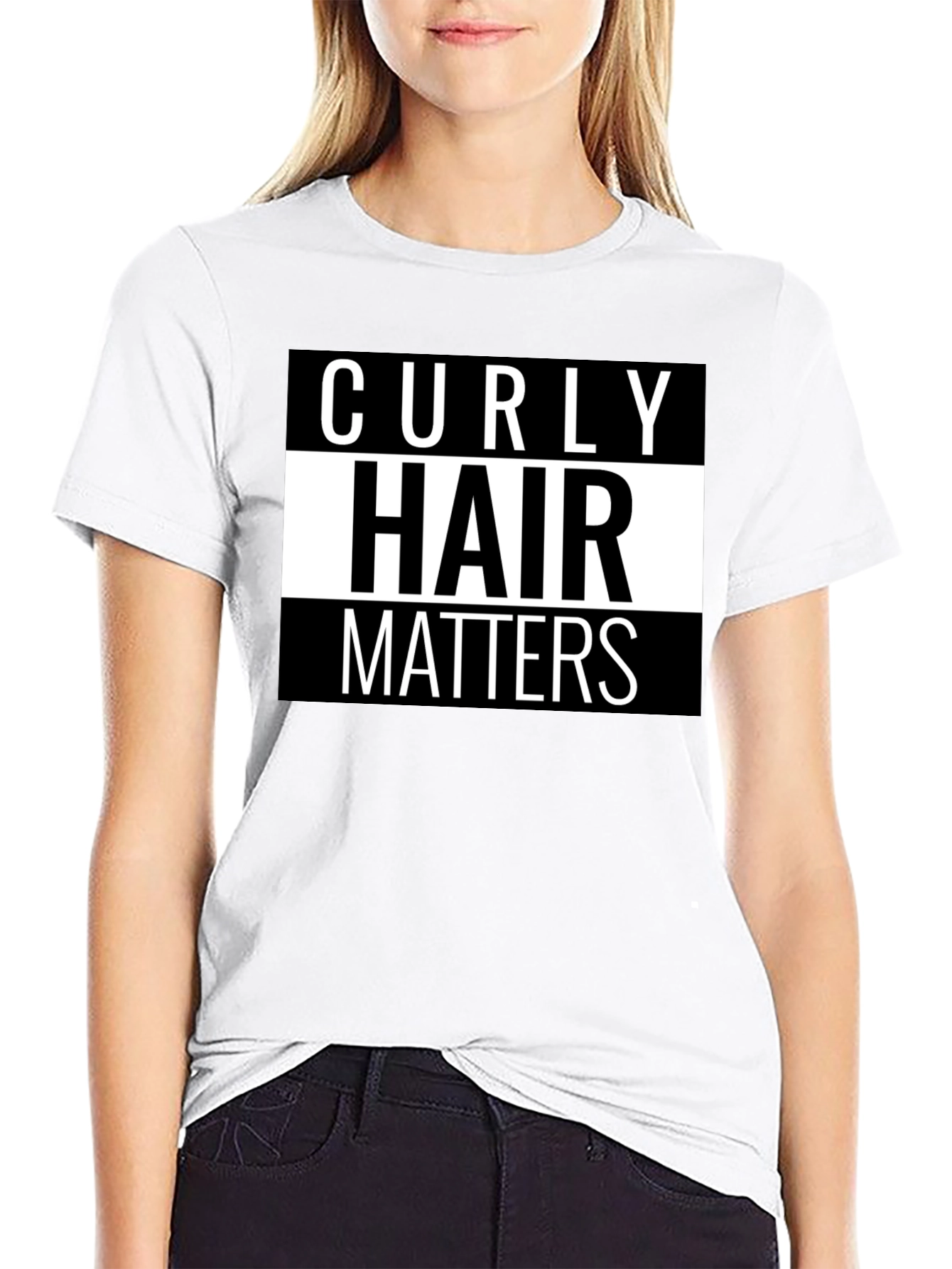 Black Curly Hair Matters Graphic Tee - Black Cotton T-Shirt view 9