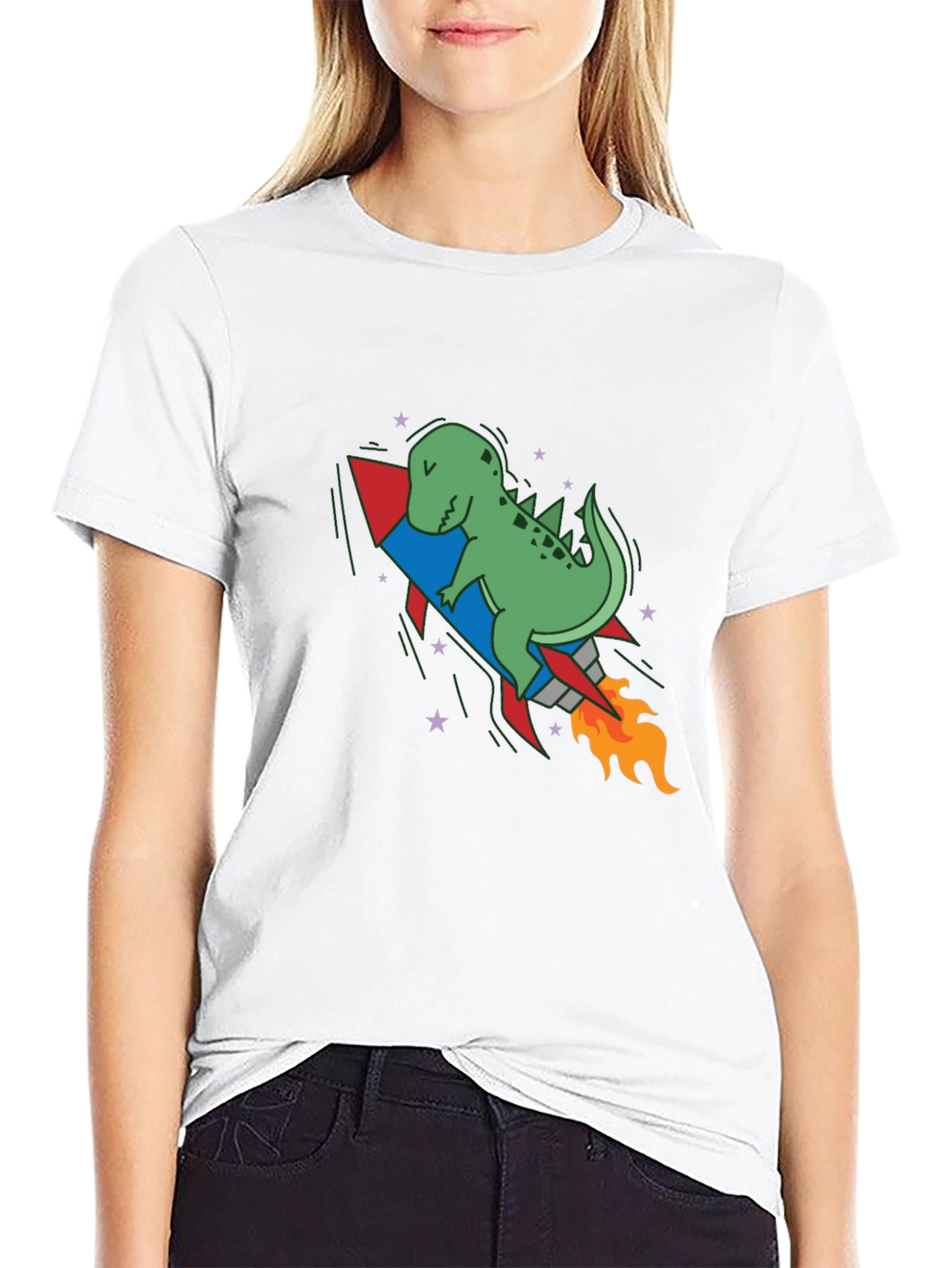 Black Dino Rocket Black T-Shirt view 9