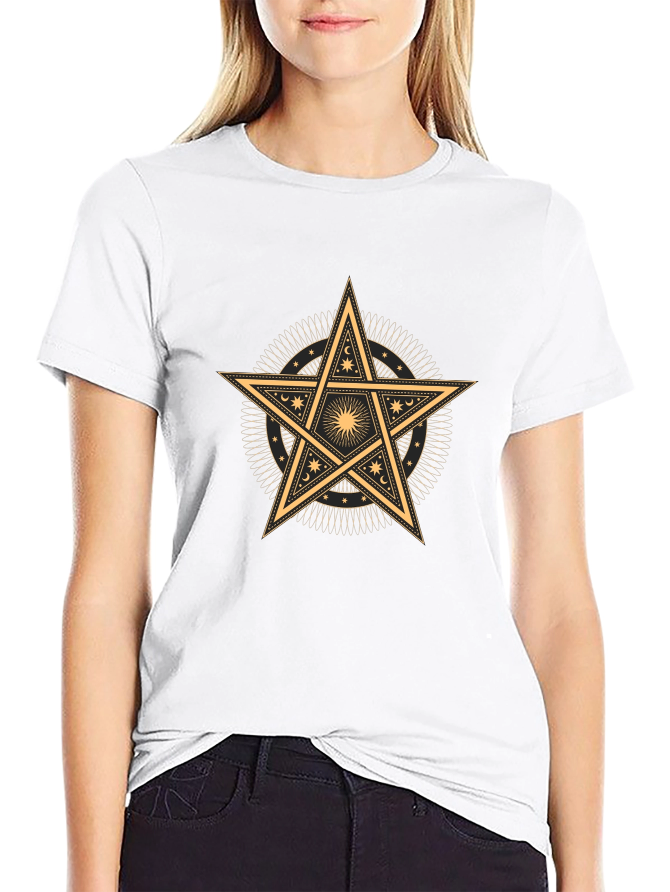 Black Occult Star Graphic Tee - Black Cotton Blend view 9