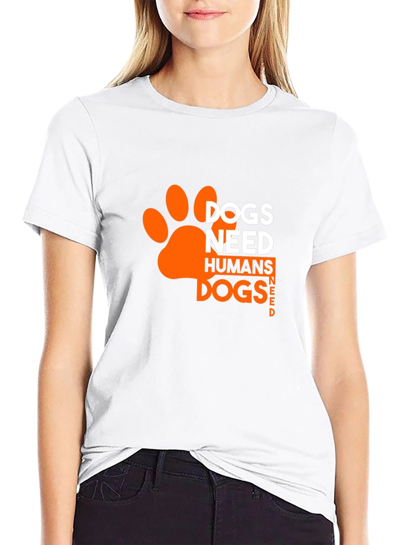 Black Dogs Need Humans T-Shirt - Black, Paw Print Design view 9