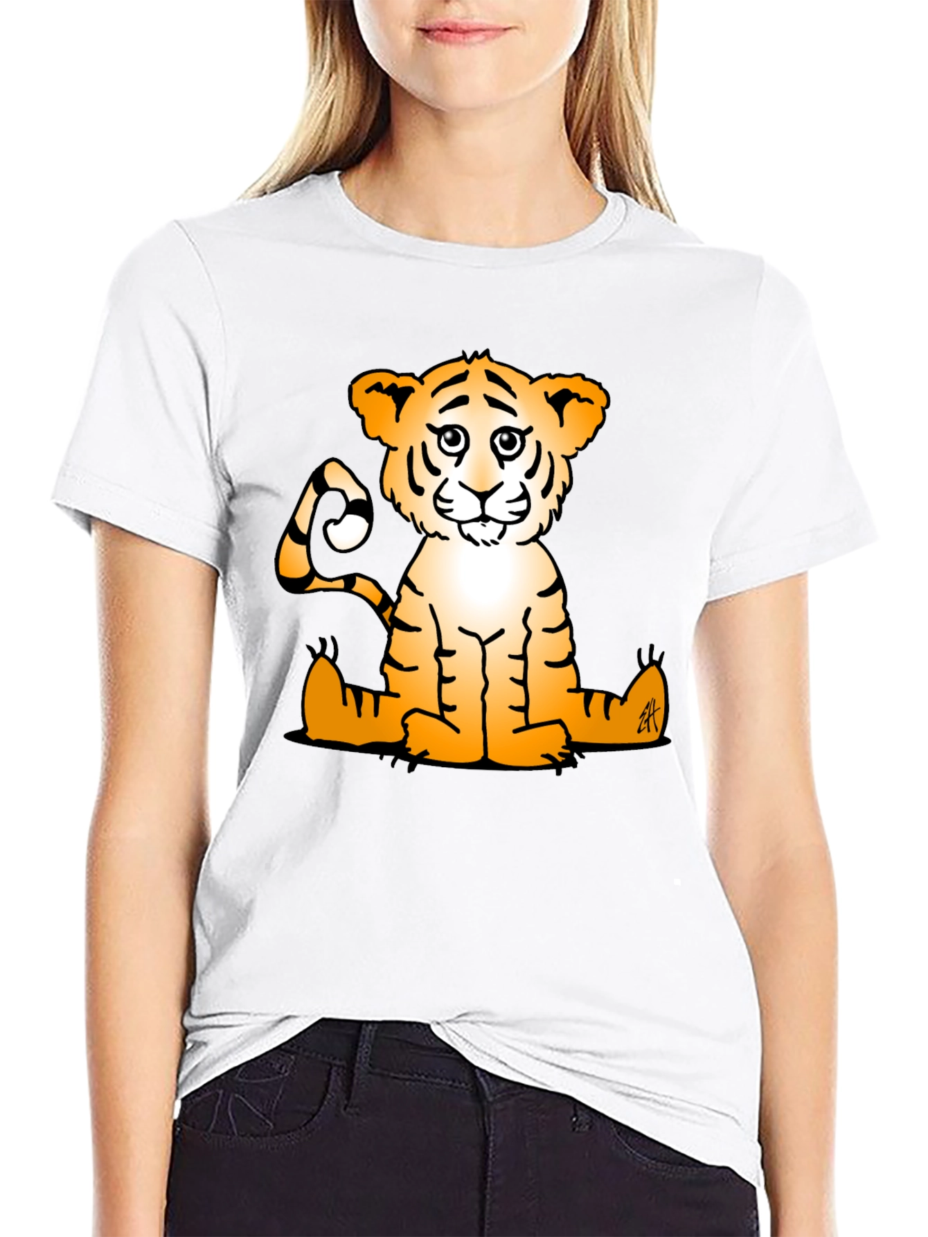Black Cute Tiger Graphic Tee - Black Casual T-Shirt view 9