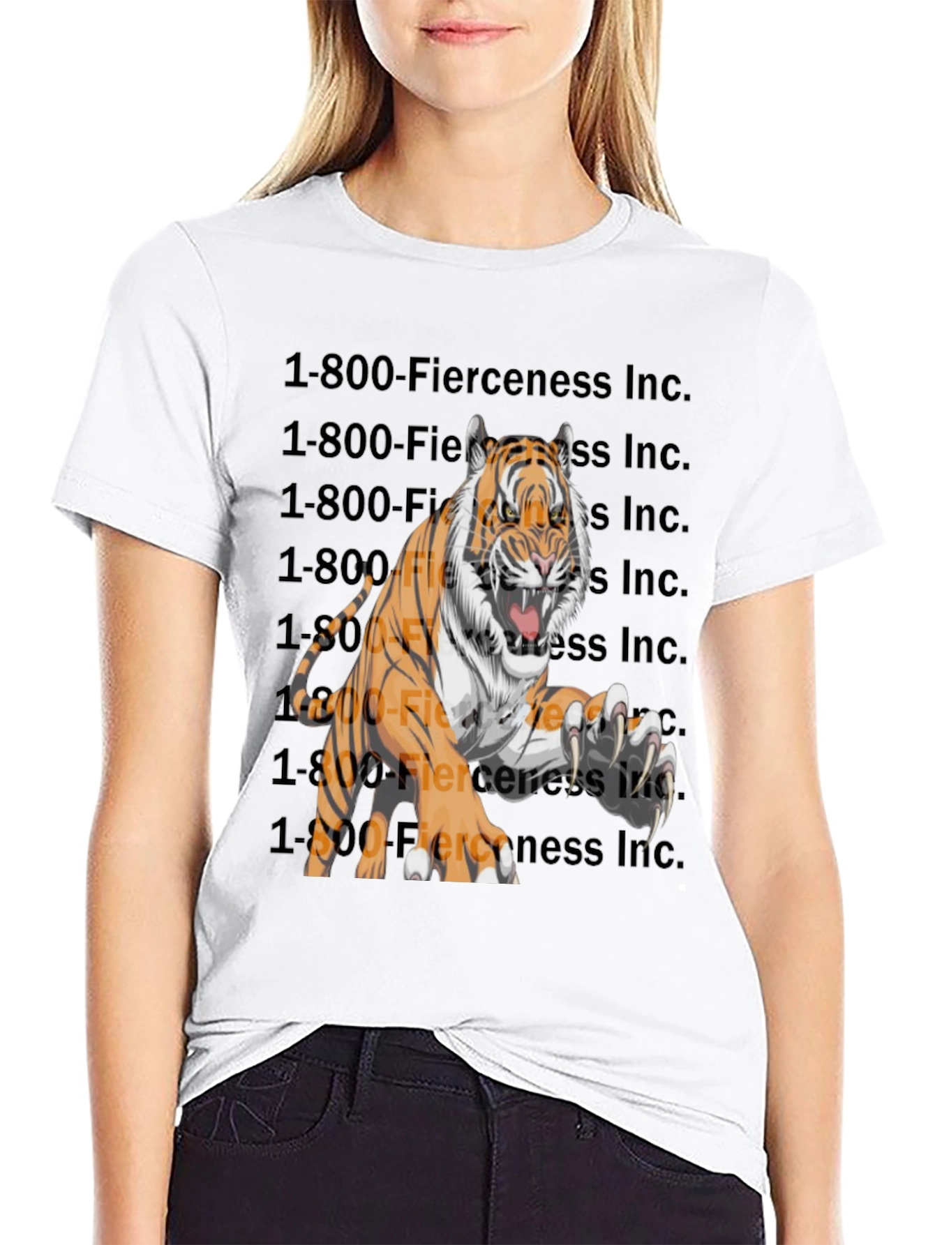 Black Fierce Tiger Graphic T-Shirt view 9