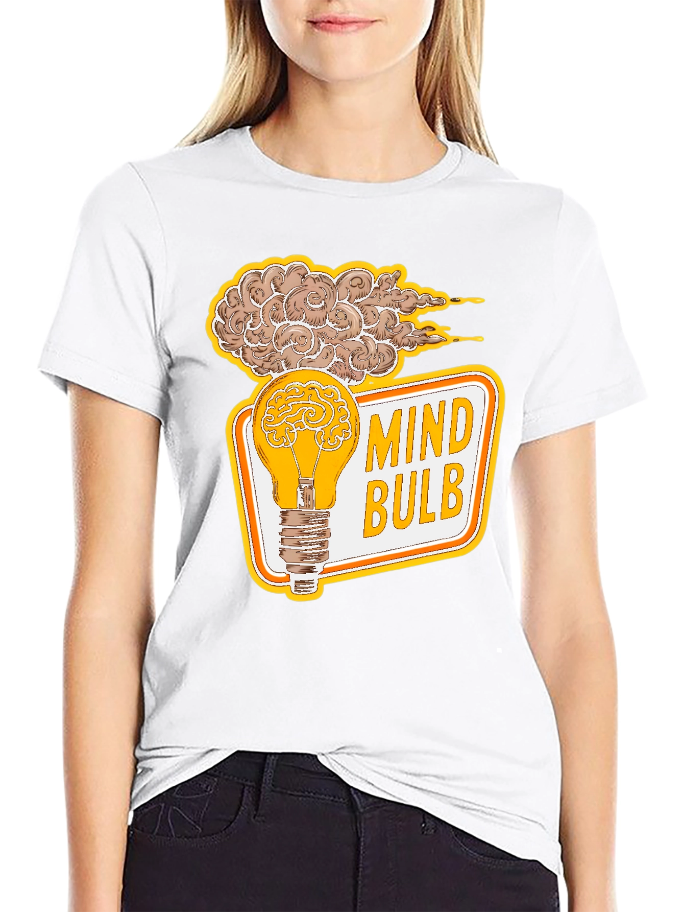 Black Mind Bulb Graphic T-Shirt - Brain Power Tee view 9