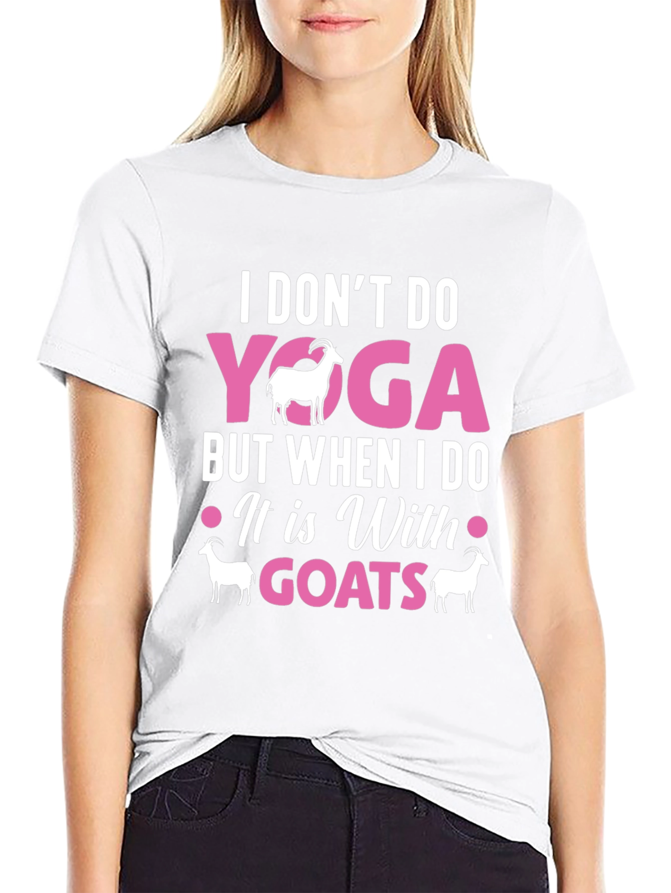 Black Yoga With Goats Graphic Tee view 9