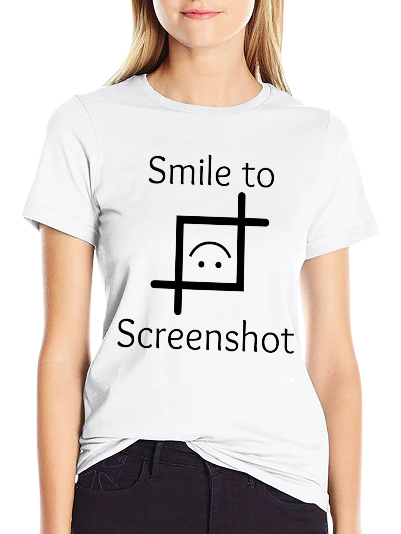 Black Smile To Screenshot Graphic Tee - Trendy Casual Shirt view 9