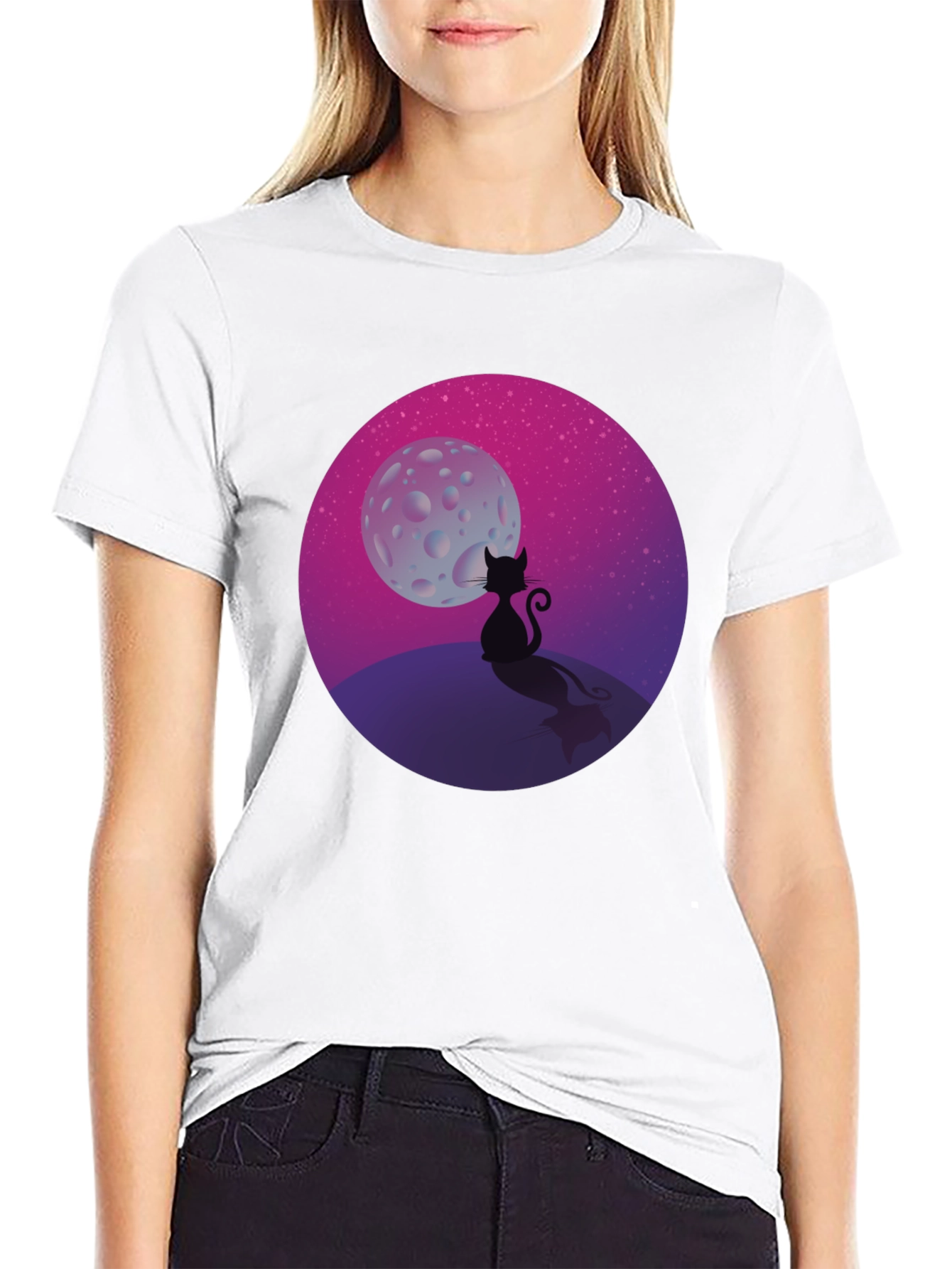 Black Black Cat Moon T-Shirt view 9