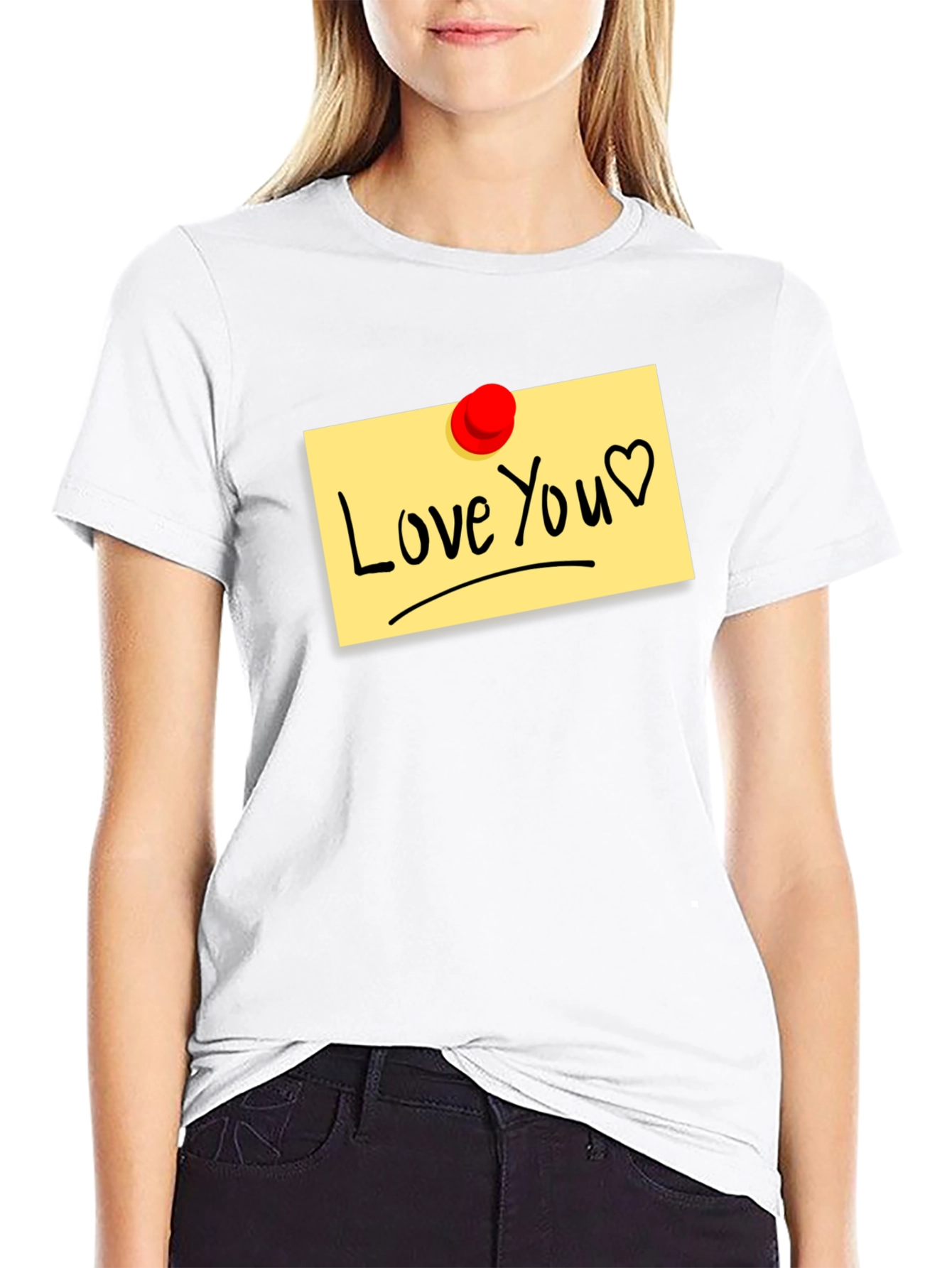 Black Love You Note Black T-Shirt view 9