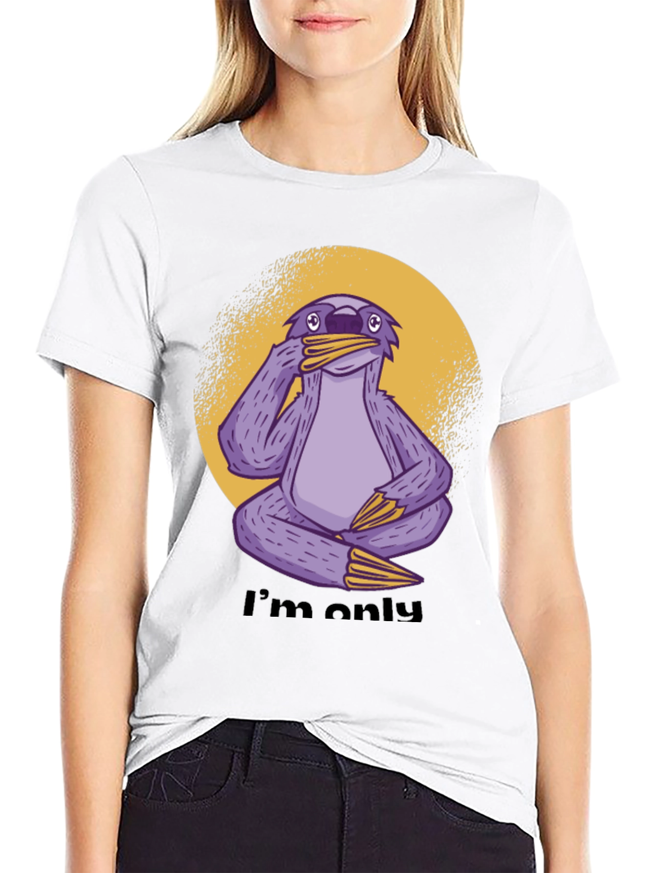 Black Funny Sloth Graphic T-Shirt - I'm Only... view 9