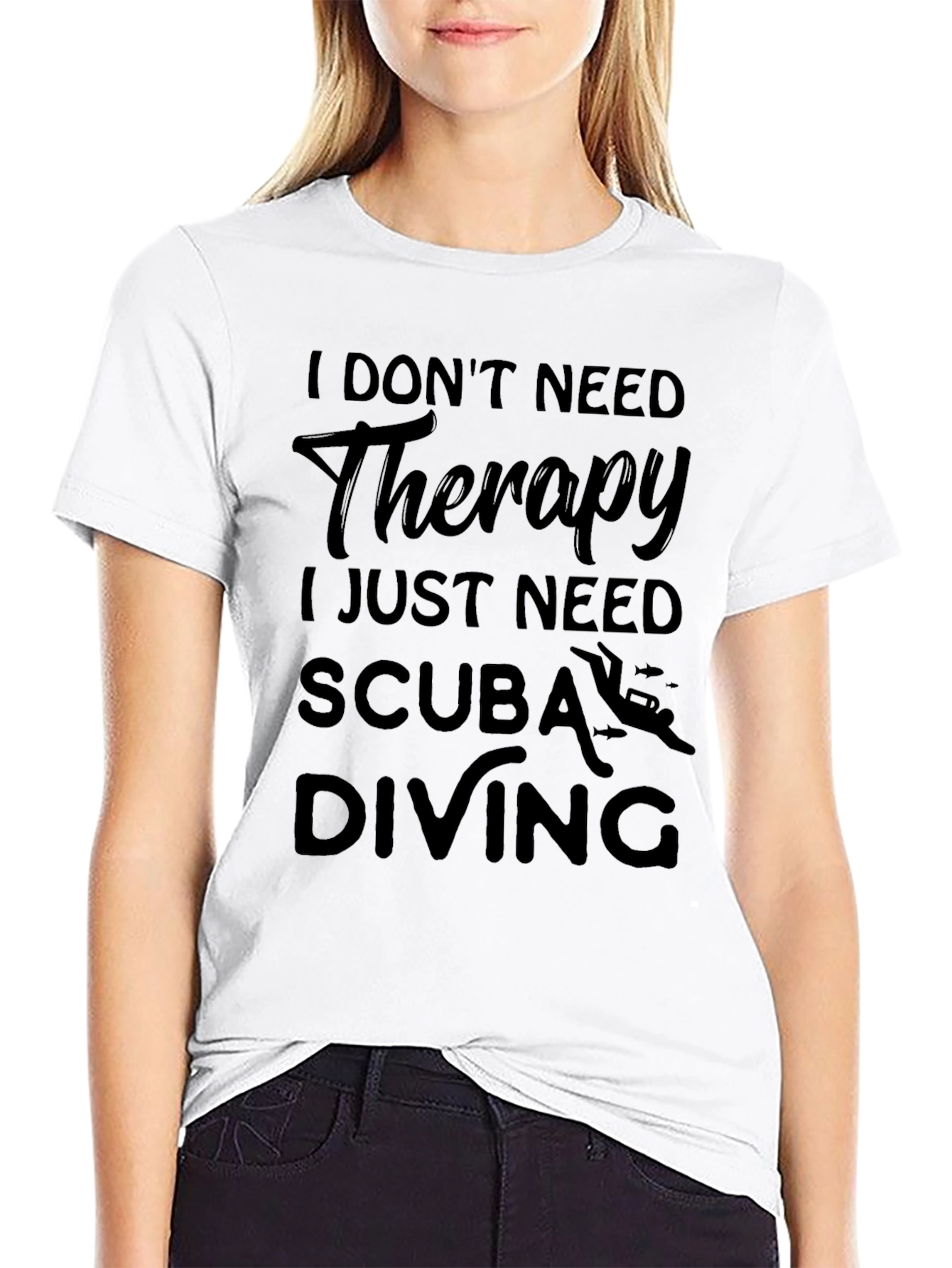 Black Scuba Diving Therapy T-Shirt, Diver Gift view 9