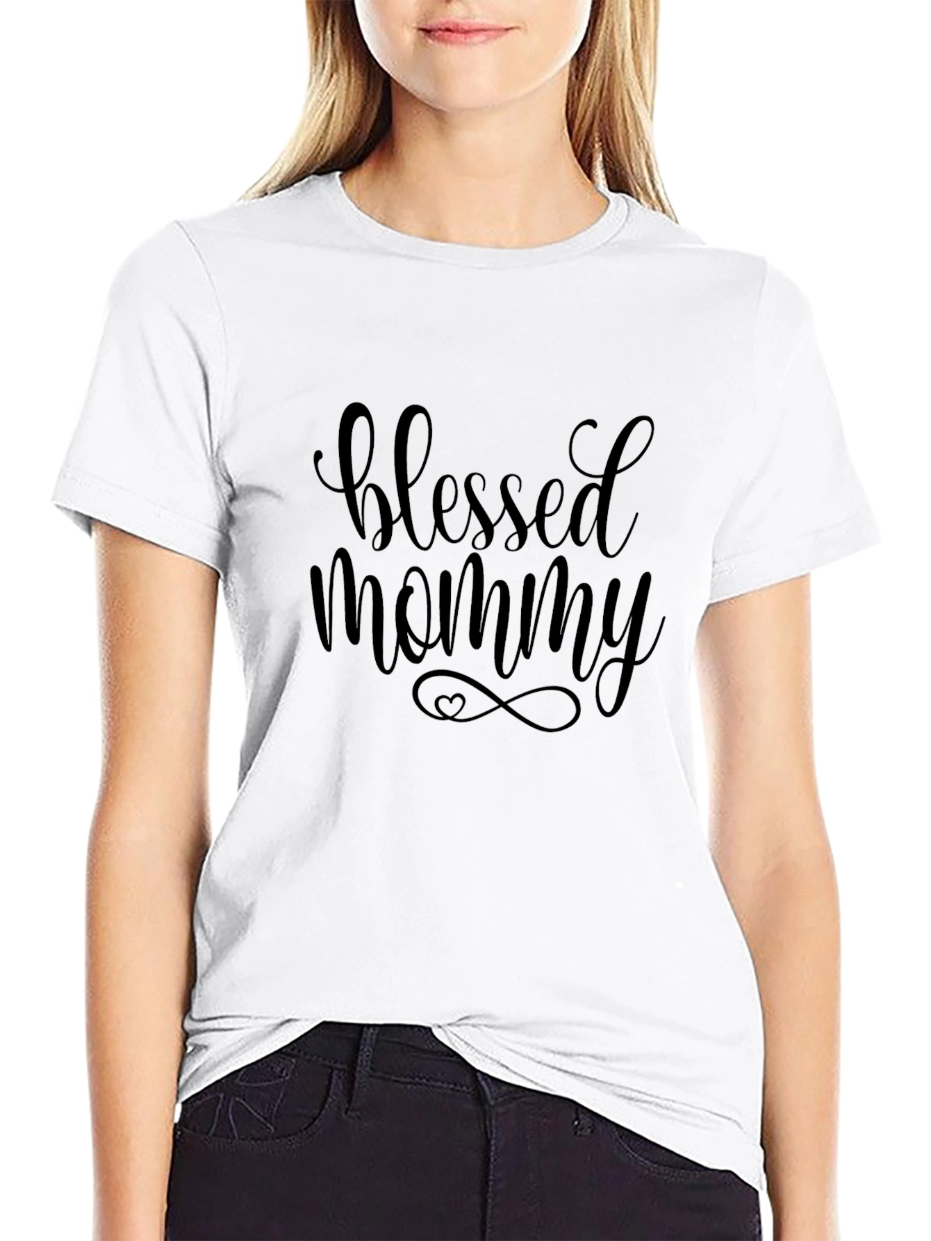 Blessed Mommy Black Graphic Tee Shirt - 9