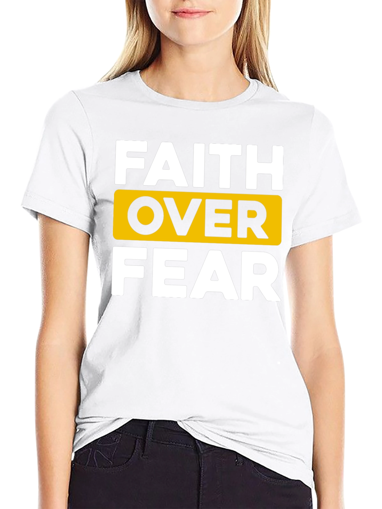Black Faith Over Fear Graphic Tee - Black Cotton T-Shirt view 9