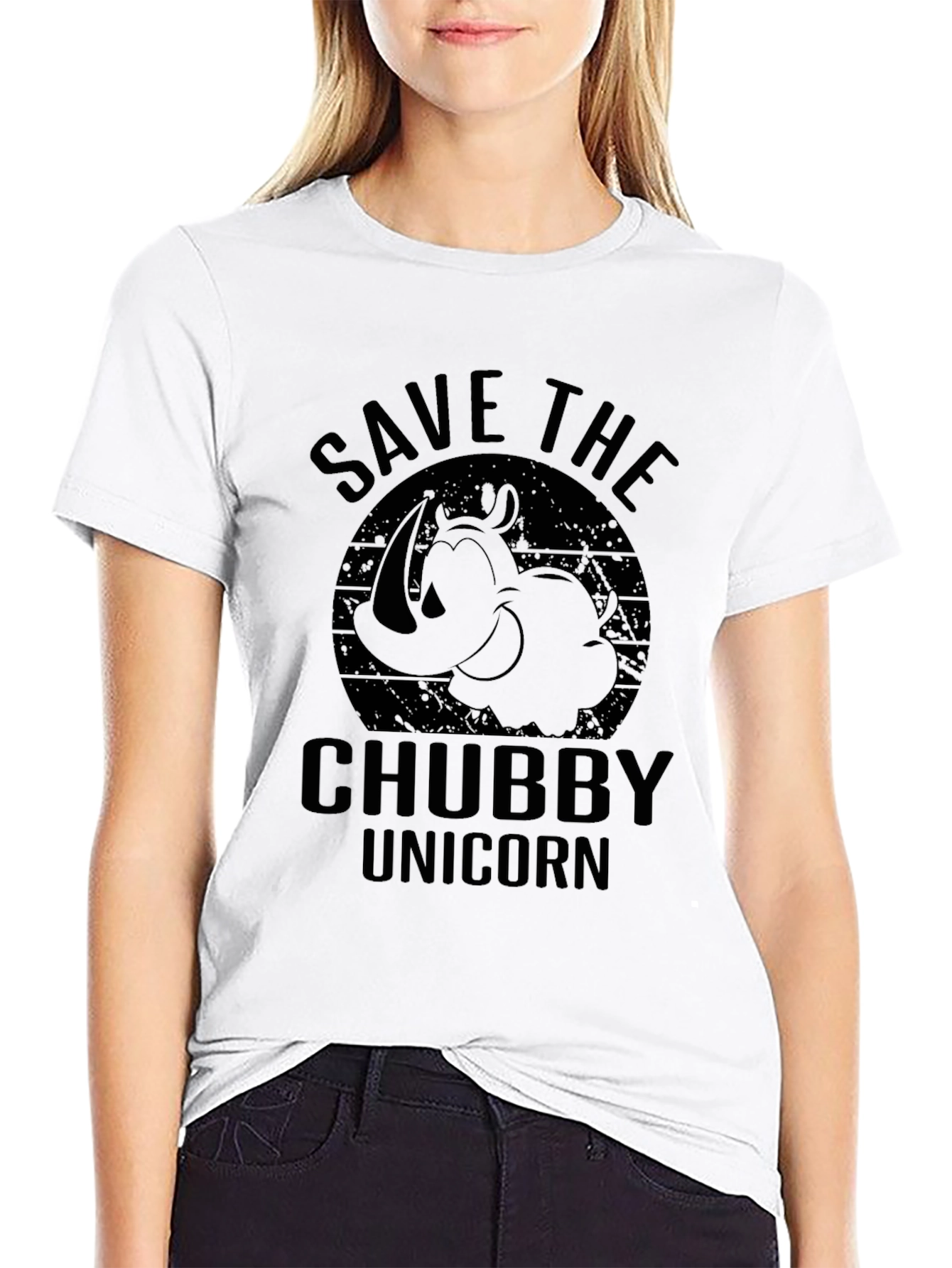 Black Save the Chubby Unicorn Black T-Shirt view 9
