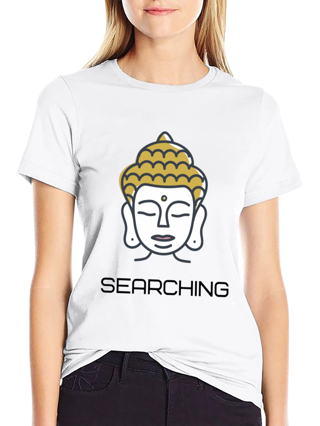 Black Searching Buddha Black Graphic Tee view 9