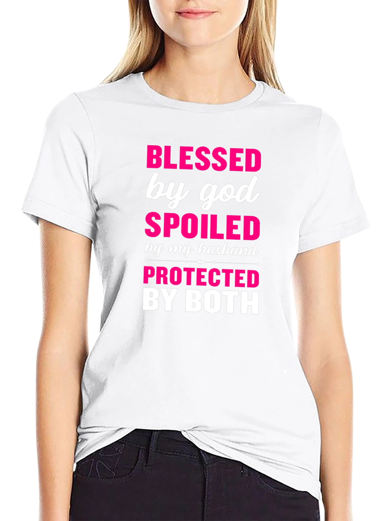 Black Blessed Spoiled Protected Graphic Tee view 9