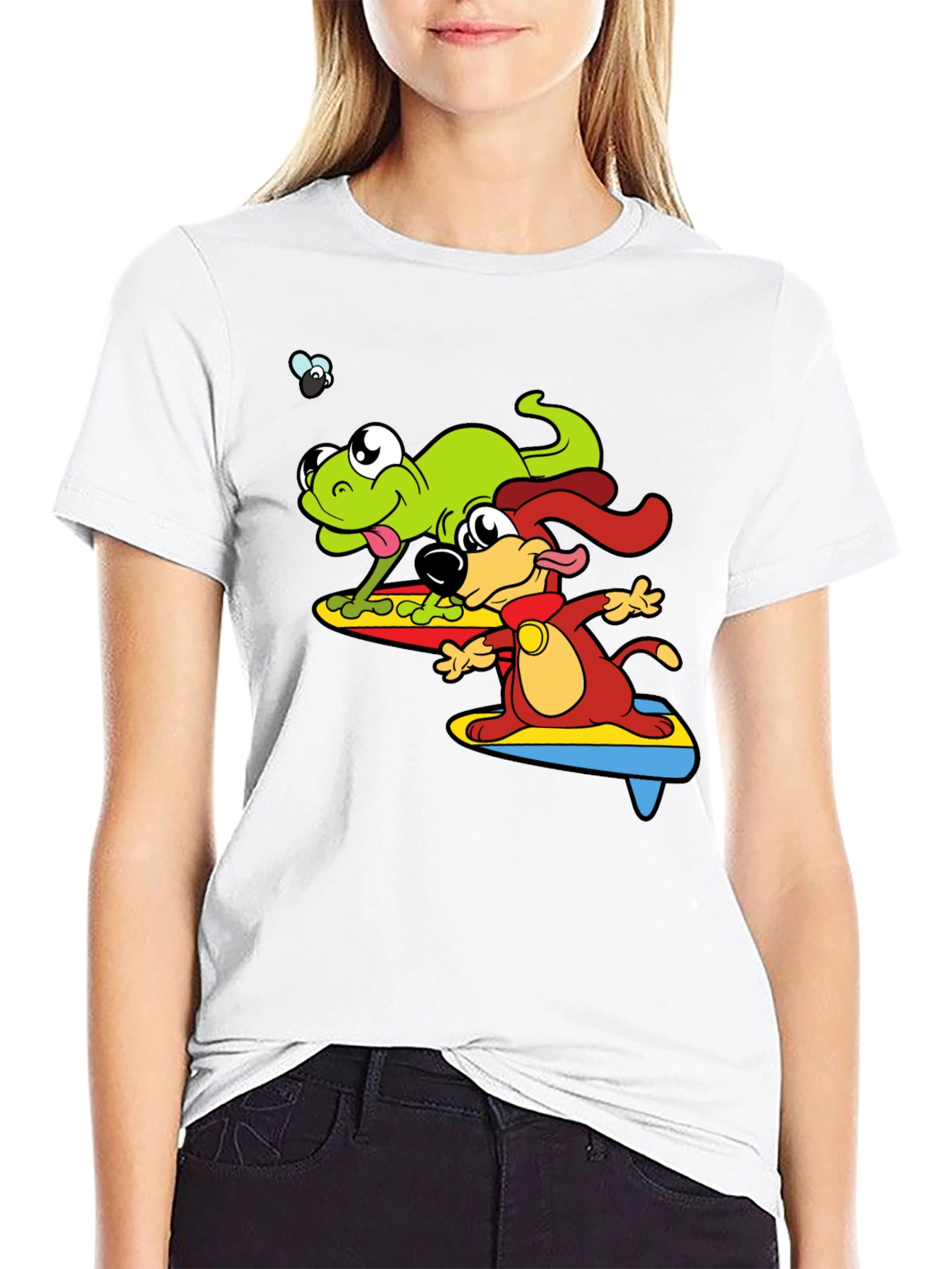Black Surf's Up! Frog & Dog Graphic Tee view 9