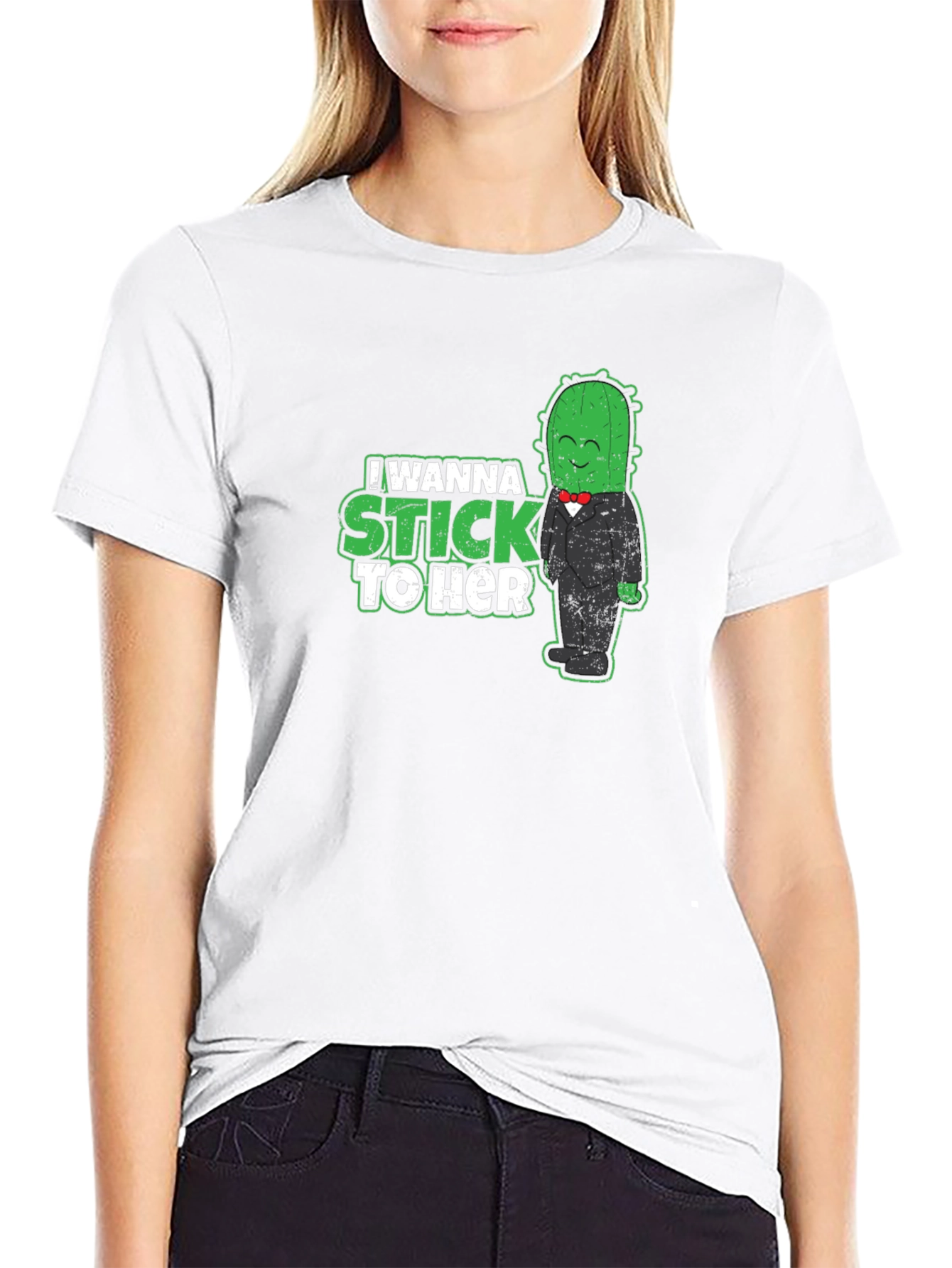 Black I Wanna Stick To Her - Cactus T-Shirt view 9
